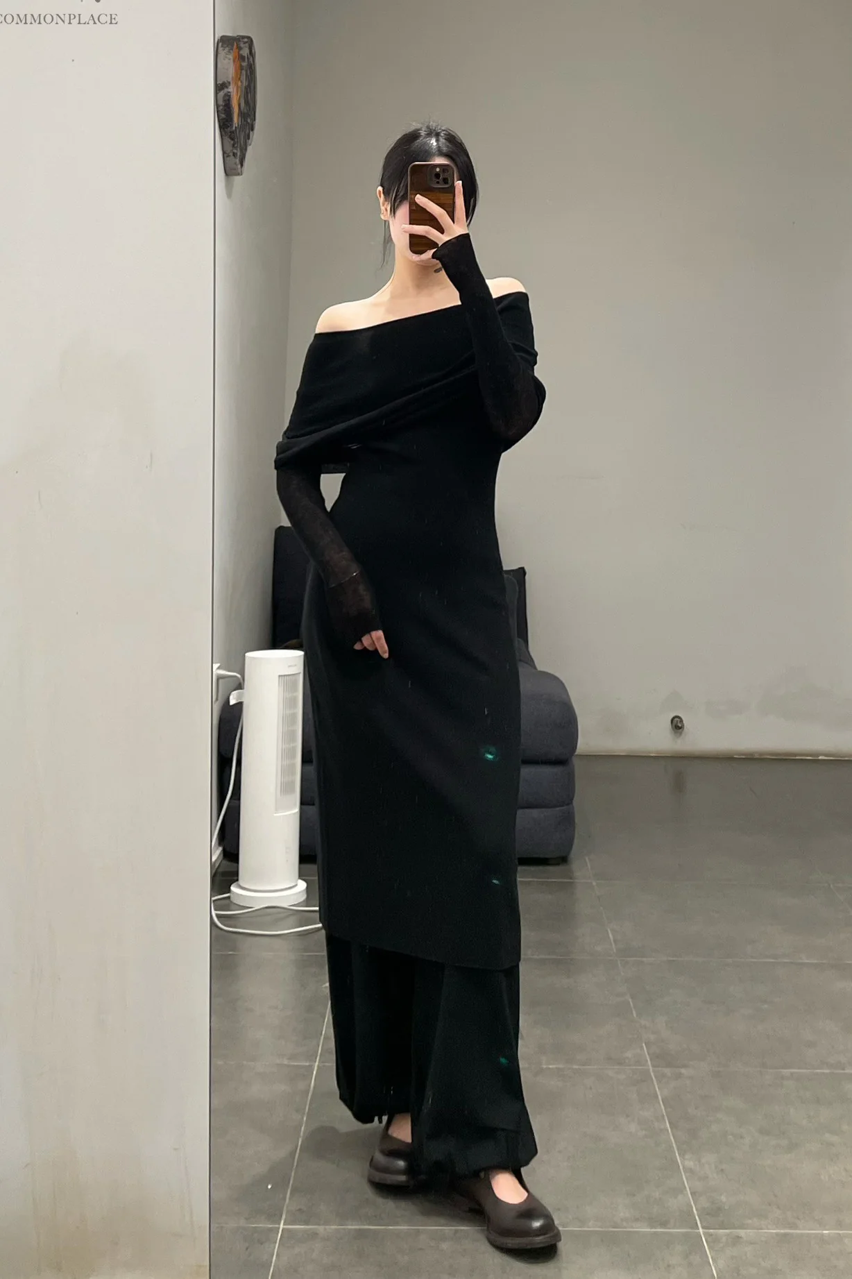 SWAYING/KNIT water-soluble wool lapel dress SW23AW2L08 black PS66 - Image 17