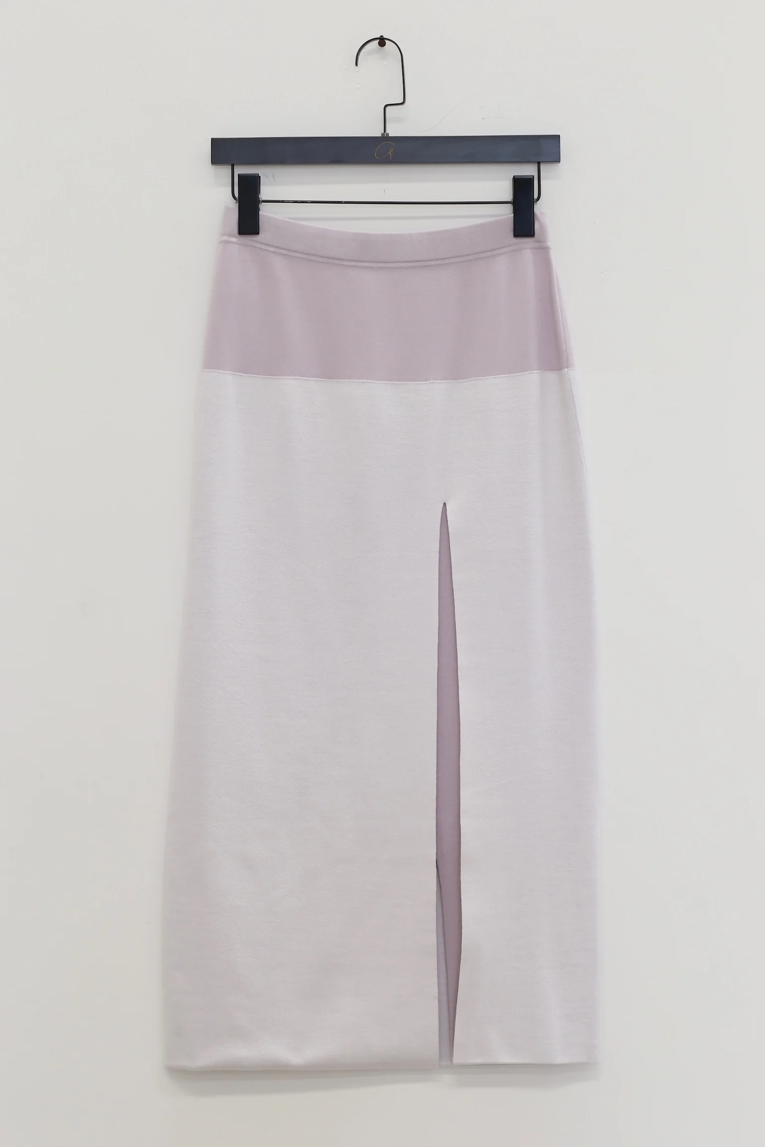 SWAYING/KNIT wool double-sided contrast slit skirt SW24SS3B30 white - Image 3