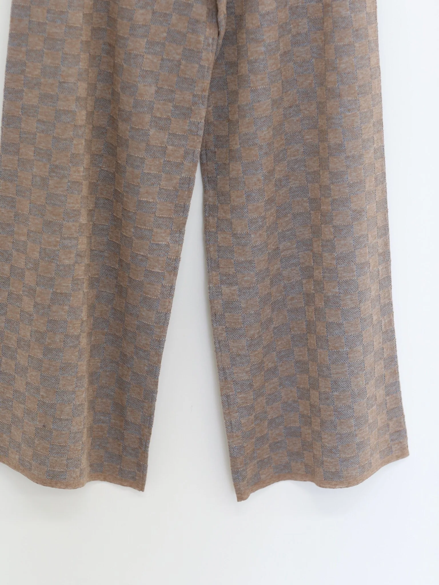 SWAYING SS26 Check Jacquard Knit Trousers SW-SW26SS3B17-KQ Khaki - Image 3
