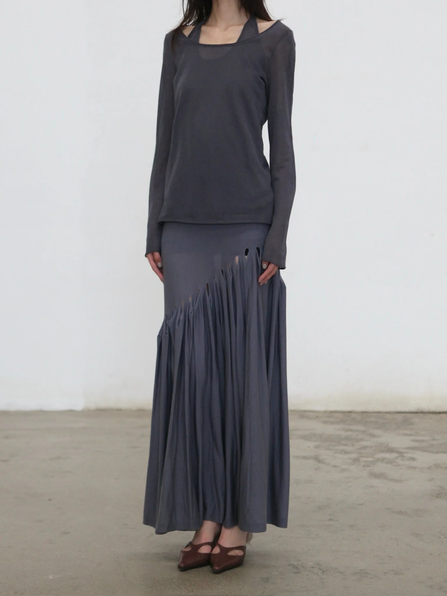 SWAYING SS26 Halter-Neck Two-Piece Top SW-SW26SS1T20-TH Iron Grey - Image 3
