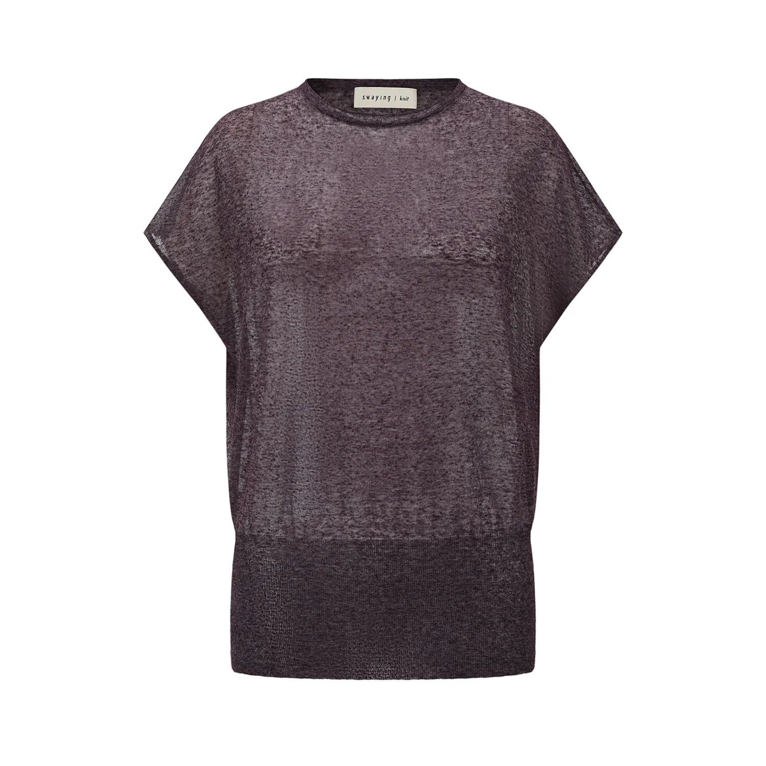 SWAYING SS26 Linen Blend Drop Shoulder Top SW-SW26SS1T28-ZZ Purple-Brown - Image 5