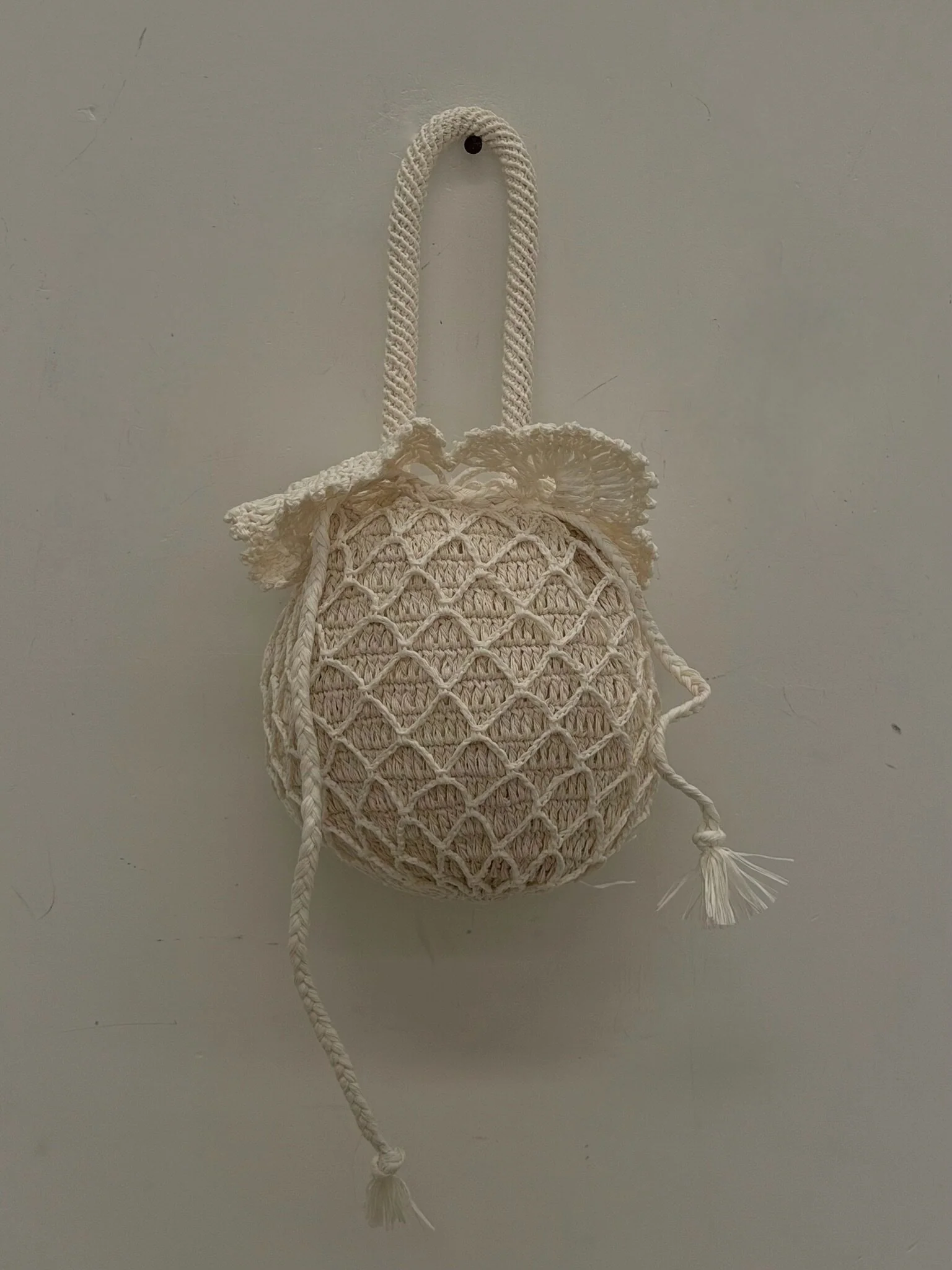 SWAYING SS26 Mesh Crochet Bag SW-SW26SS4P02-BAI White - Image 4