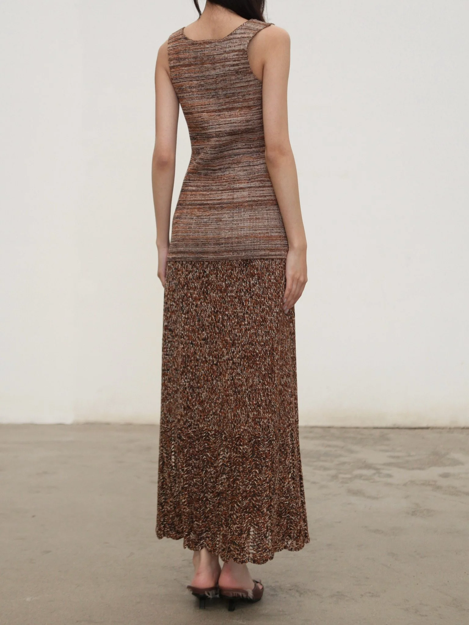 SWAYING SS26 Paper Yarn A-line Skirt SW-SW26SS3B12-HZ Floral Brown - Image 14