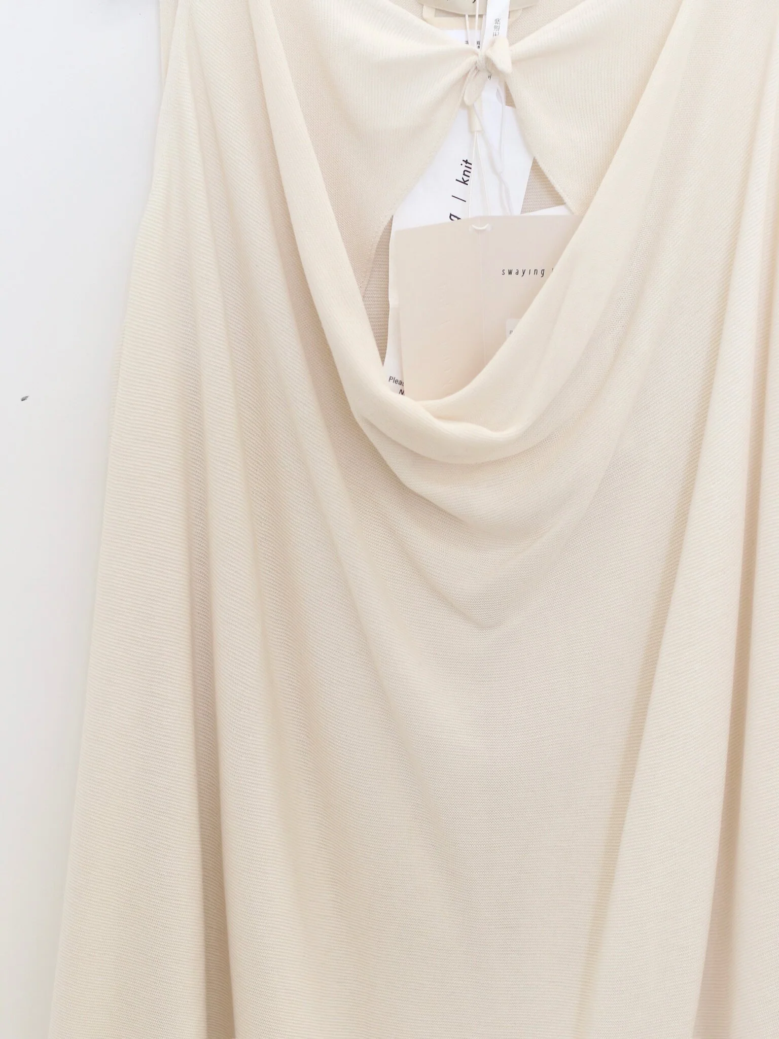 SWAYING SS26 Silk Halter Neck Knot Vest SW-SW26SS1T13-BAI White - Image 7