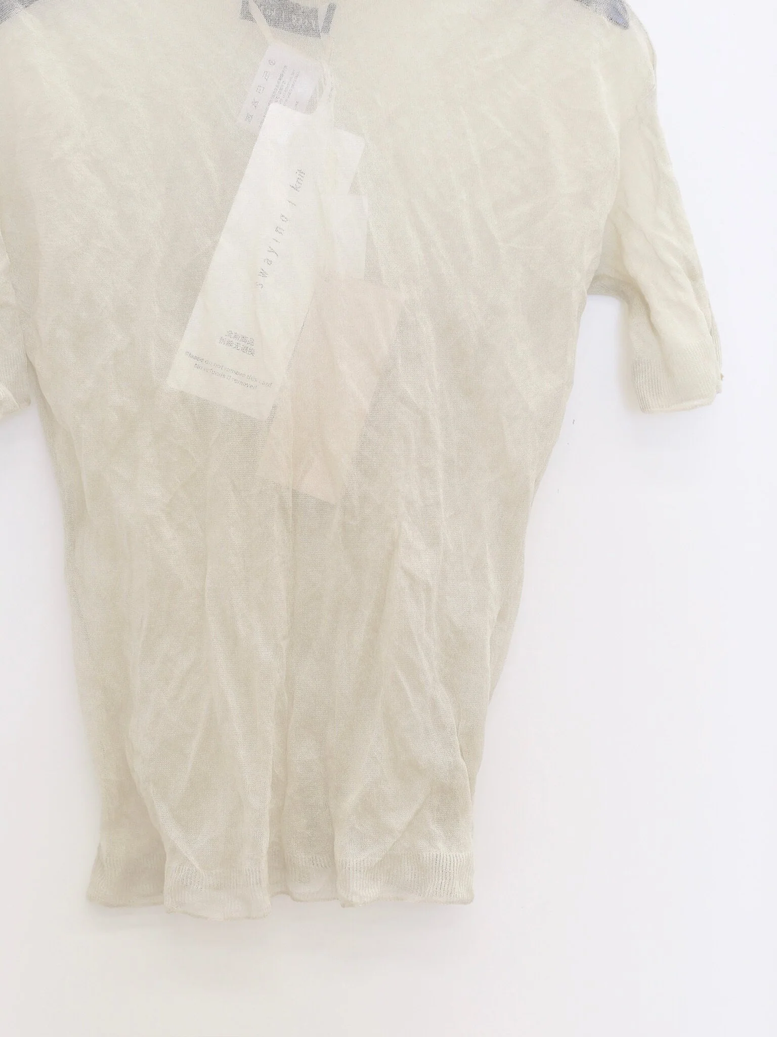 SWAYING SS26 Silk Metallic Pleated T-Shirt SW-SW26SS1T24-MB Off-White - Image 4