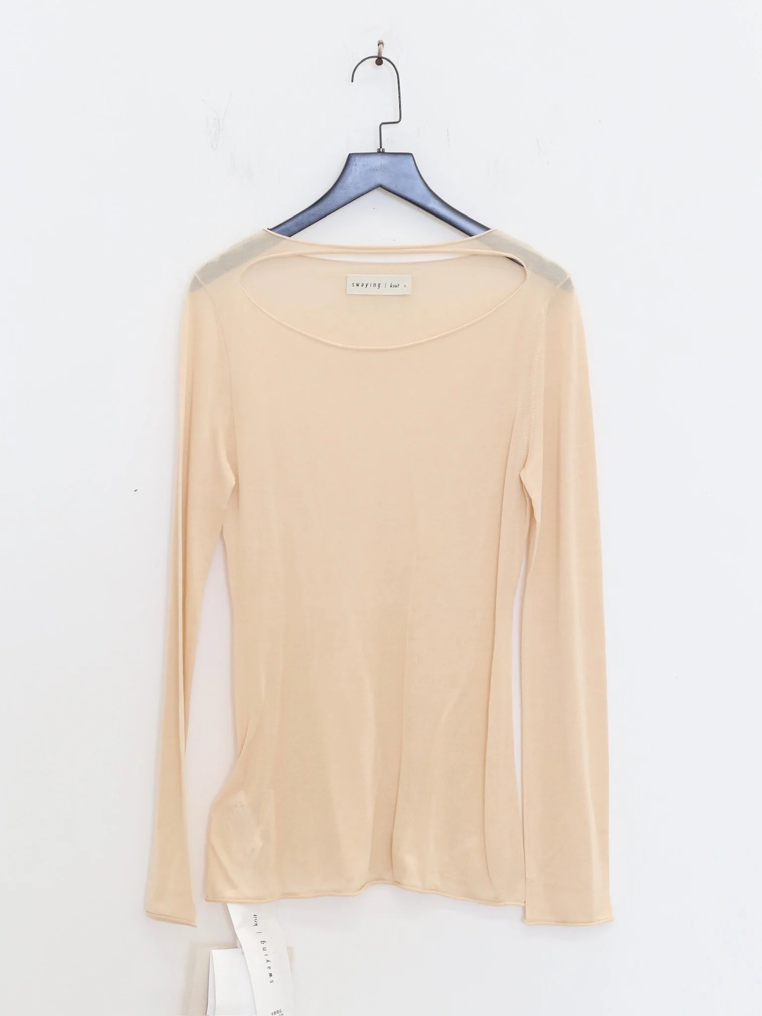 SWAYING SS26 Silk Neckline Thin Top with Thin Straps SW-SW26SS1T19-XING Apricot - Image 4