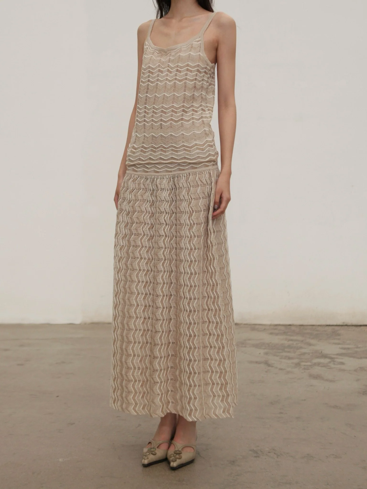 SWAYING SS26 Waist-cinching Pleated Long Skirt SW-SW26SS3B05-YM Linen - Image 6
