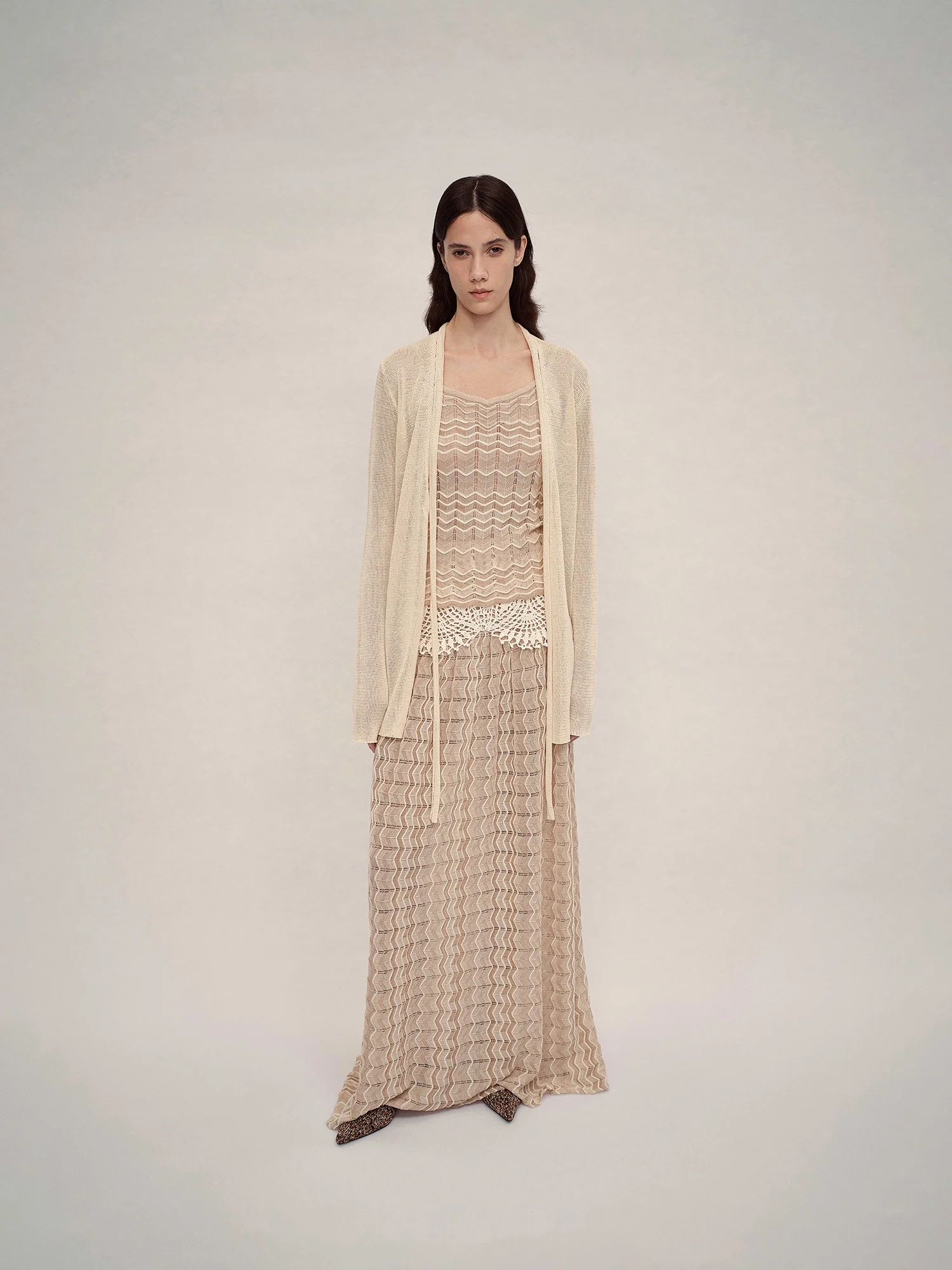 SWAYING SS26 Waist-cinching Pleated Long Skirt SW-SW26SS3B05-YM Linen - Image 9