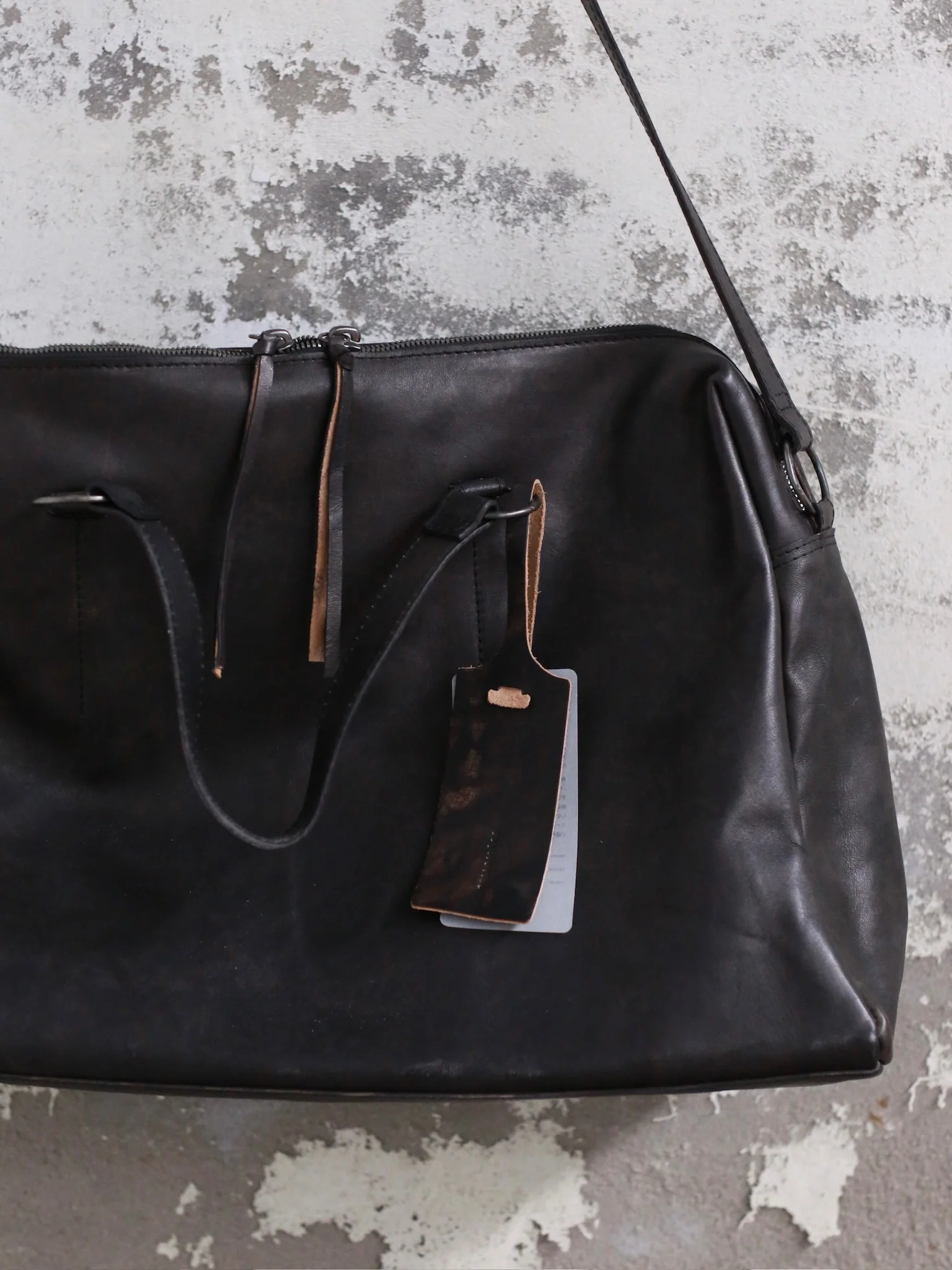 Tagliovivo 25 Spring/Summer Hand-dyed Horse Leather Large Shoulder Bag BAULETTO 24h Italy TAG-BAULETTO 24h-Hand-Dyed Horse-Abyss - Image 3