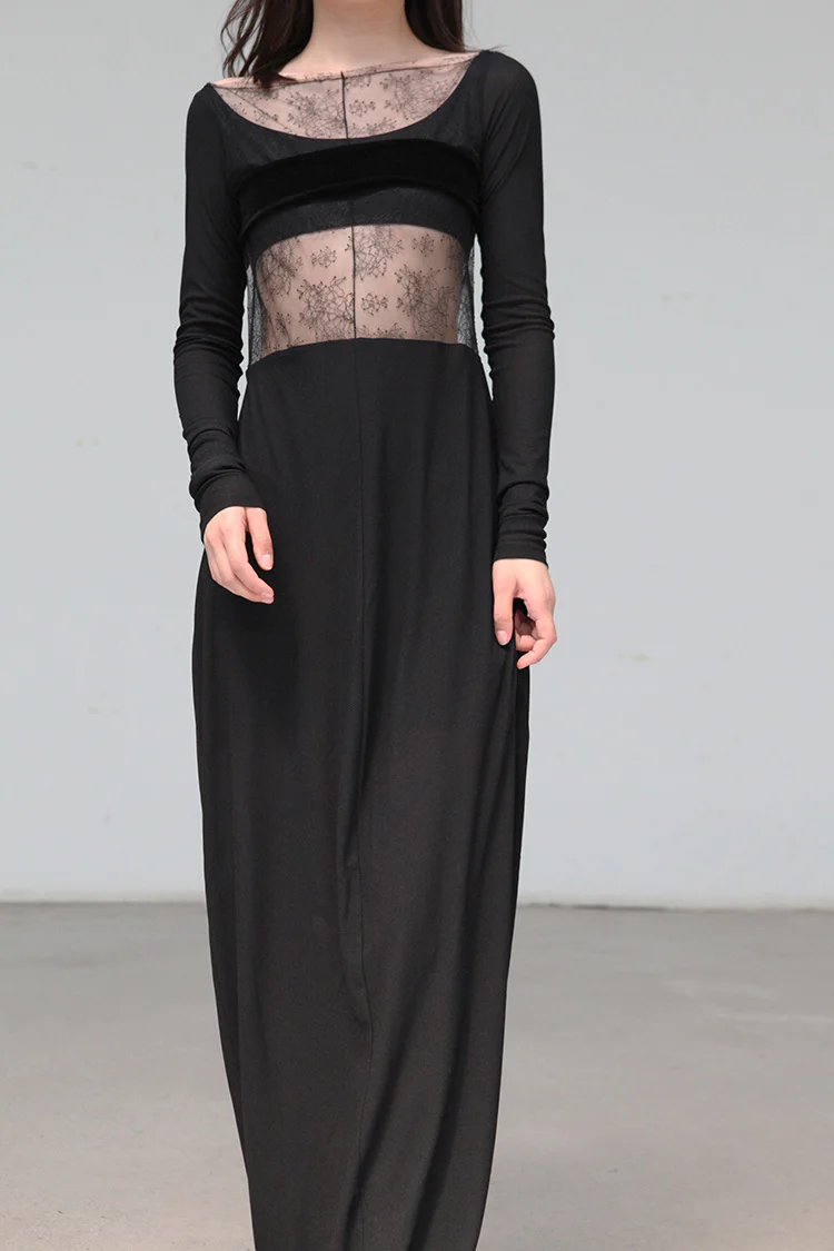 Un Morceau chest detail lace cocoon dress UM212LS14 - Image 3