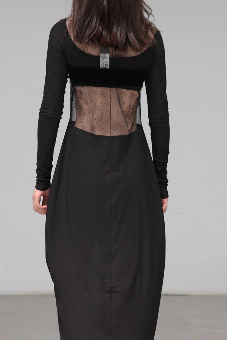 Un Morceau chest detail lace cocoon dress UM212LS14 - Image 4