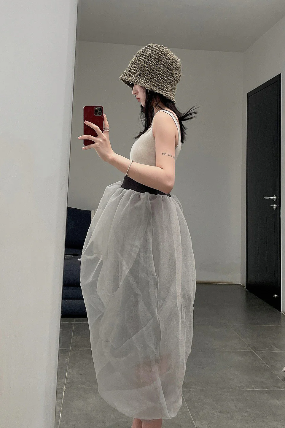 Un Morceau Crochet Bucket Hat UM212PS06 Khaki PUM10 - Image 2