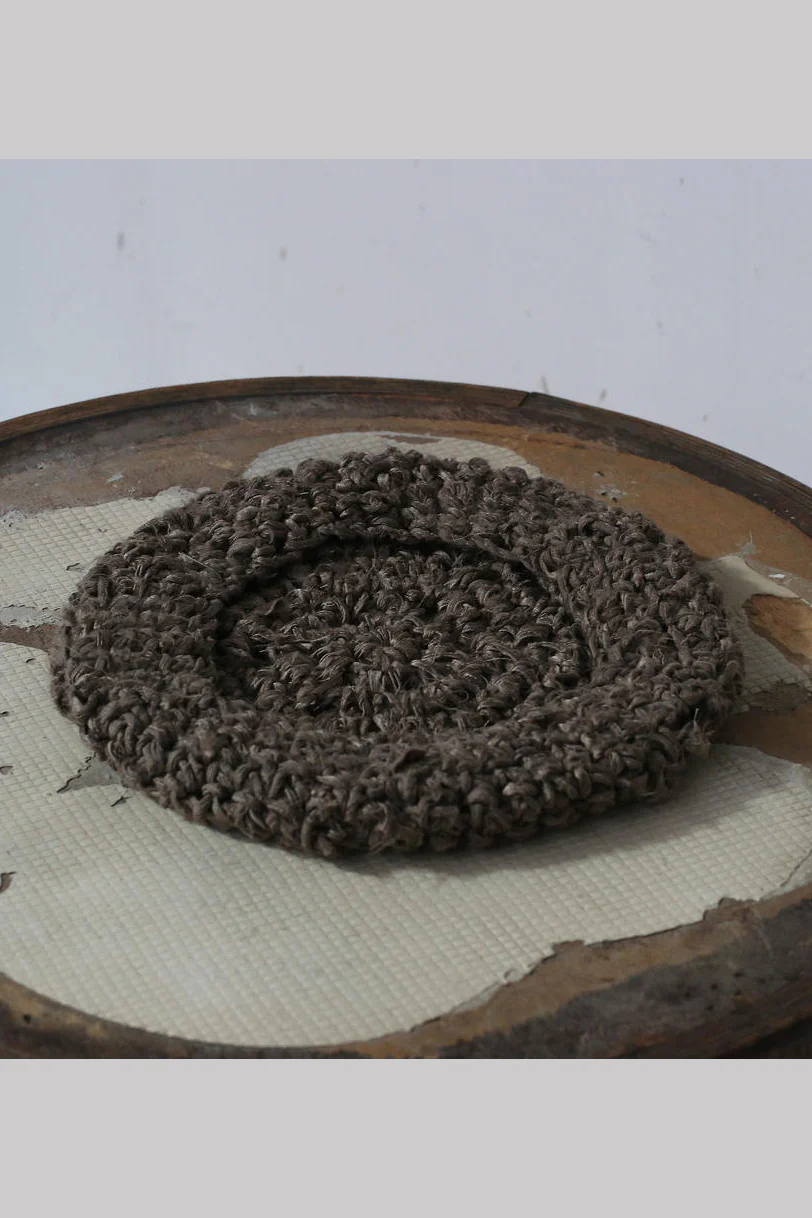 Un Morceau Crochet Pearl Beret UM212PS03 Khaki - Image 4