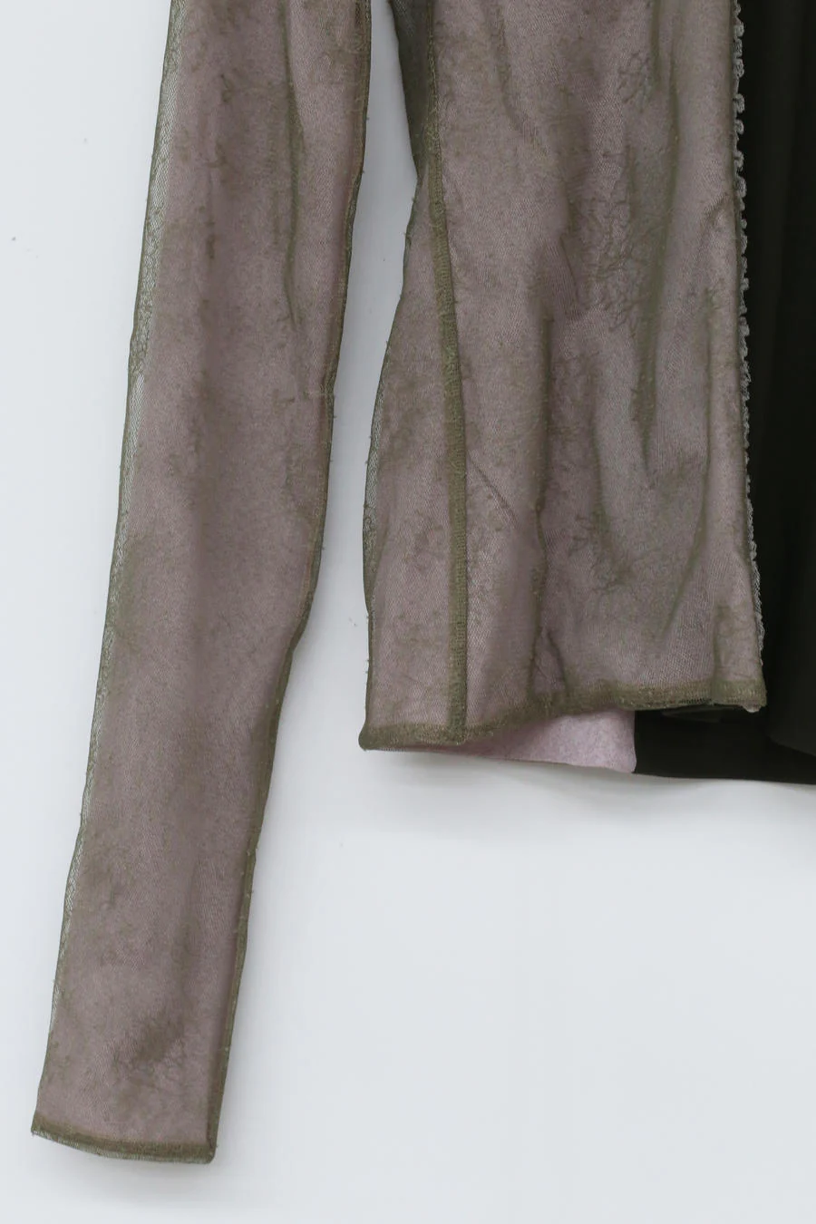 Un Morceau Double Lace Colorblock Turtleneck Top UM212SZ10 Grey/Army Green PUM16 - Image 9