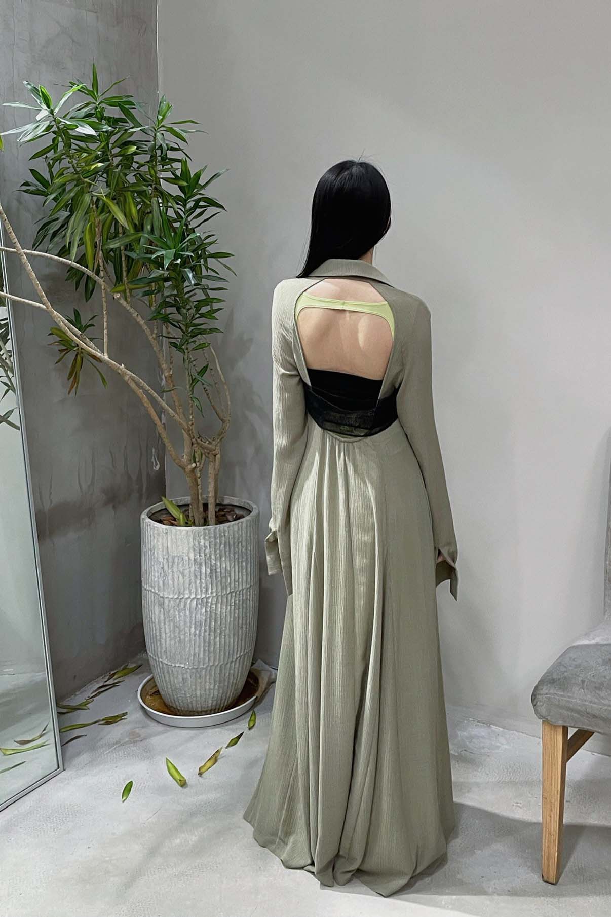 Un Morceau Knit Slingback Dress UM221LS11 Shea Green/Black - Image 15