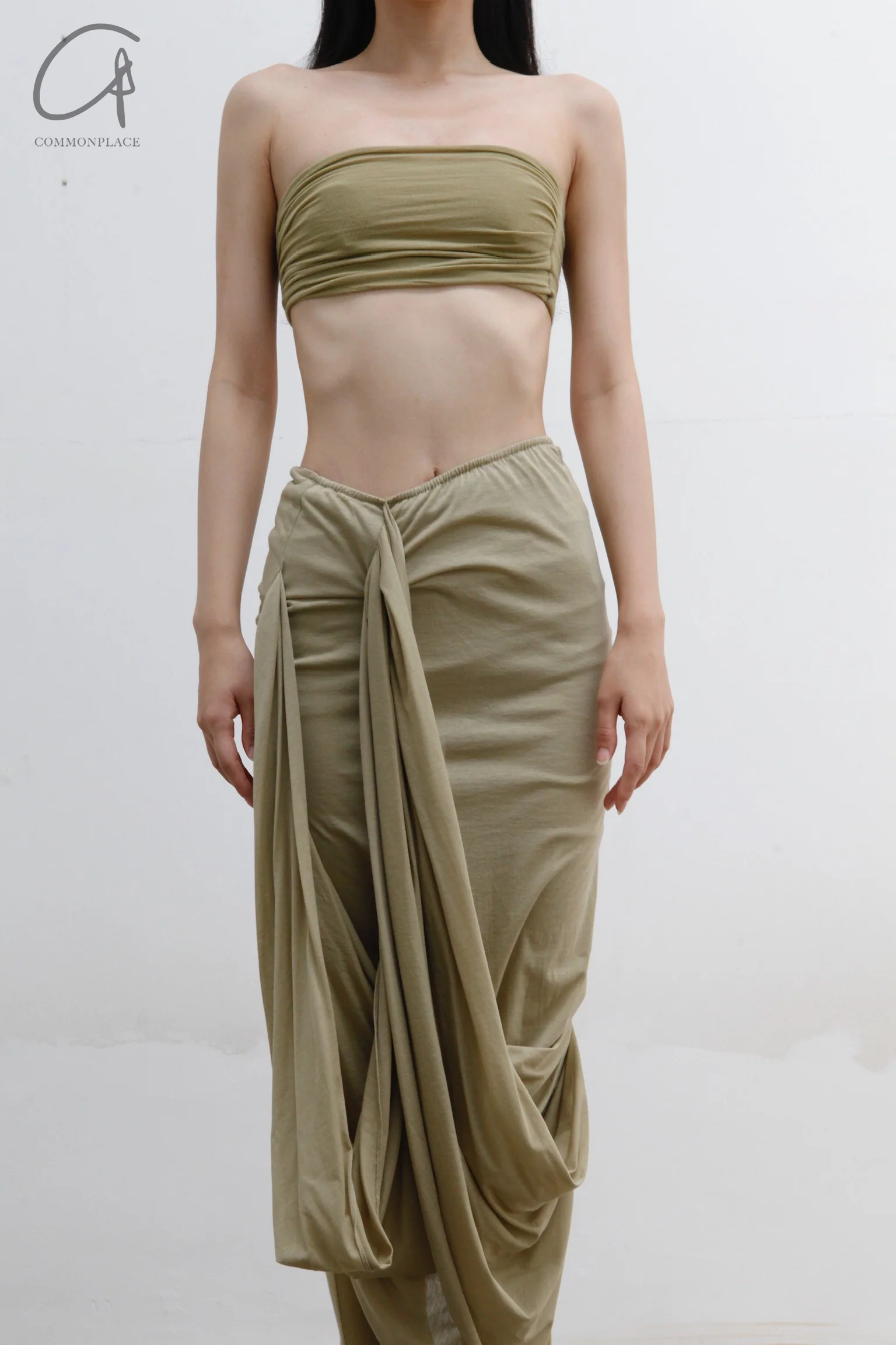 Un Morceau Knit Wrap Cut Skirt AW22 UM222XZ15 Green PUM32 - Image 2