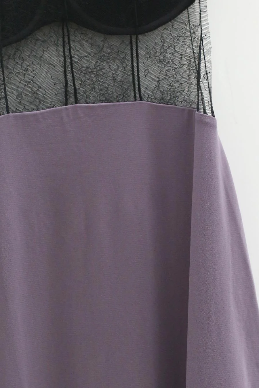 Un Morceau Lace Knit One-Line Neck Cocoon Skirt (with Corset) UM221LS18 Black/Gray Purple - Image 7
