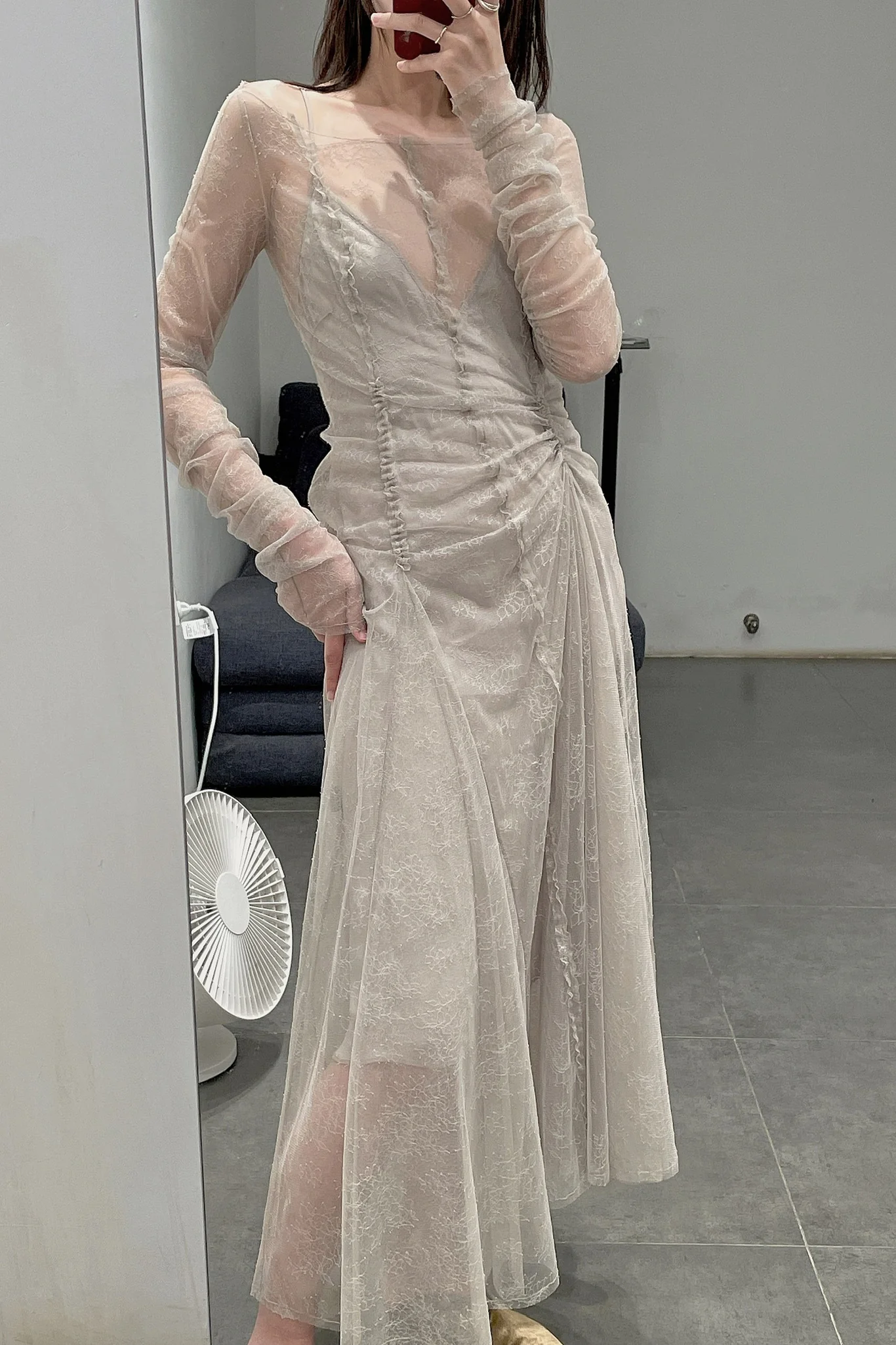 Un Morceau lace pleated asymmetric dress (with petticoat) UM212LS05 PUM8 - Image 8