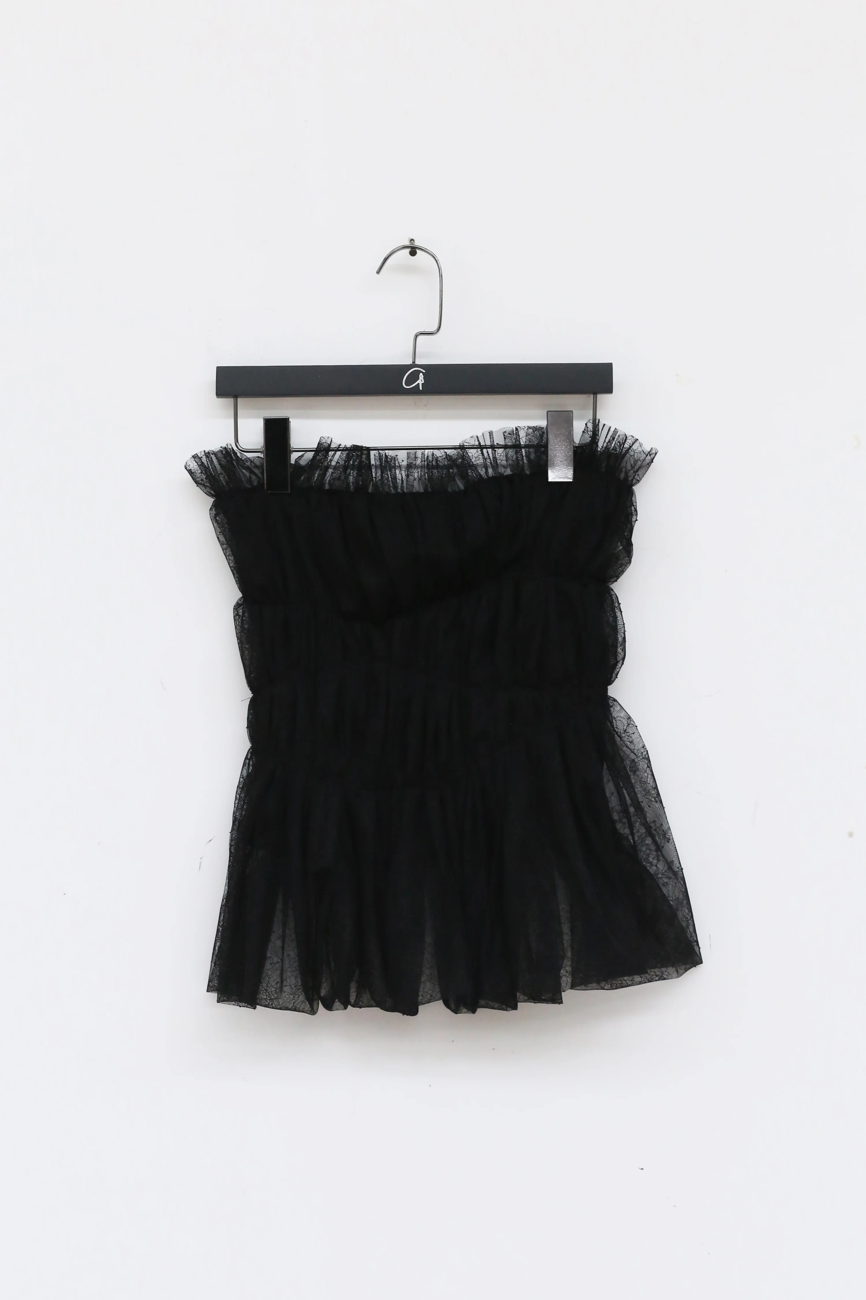Un Morceau Lace Pleated Stretch Tube Top UM212SZ23 Black PUM6 - Image 8