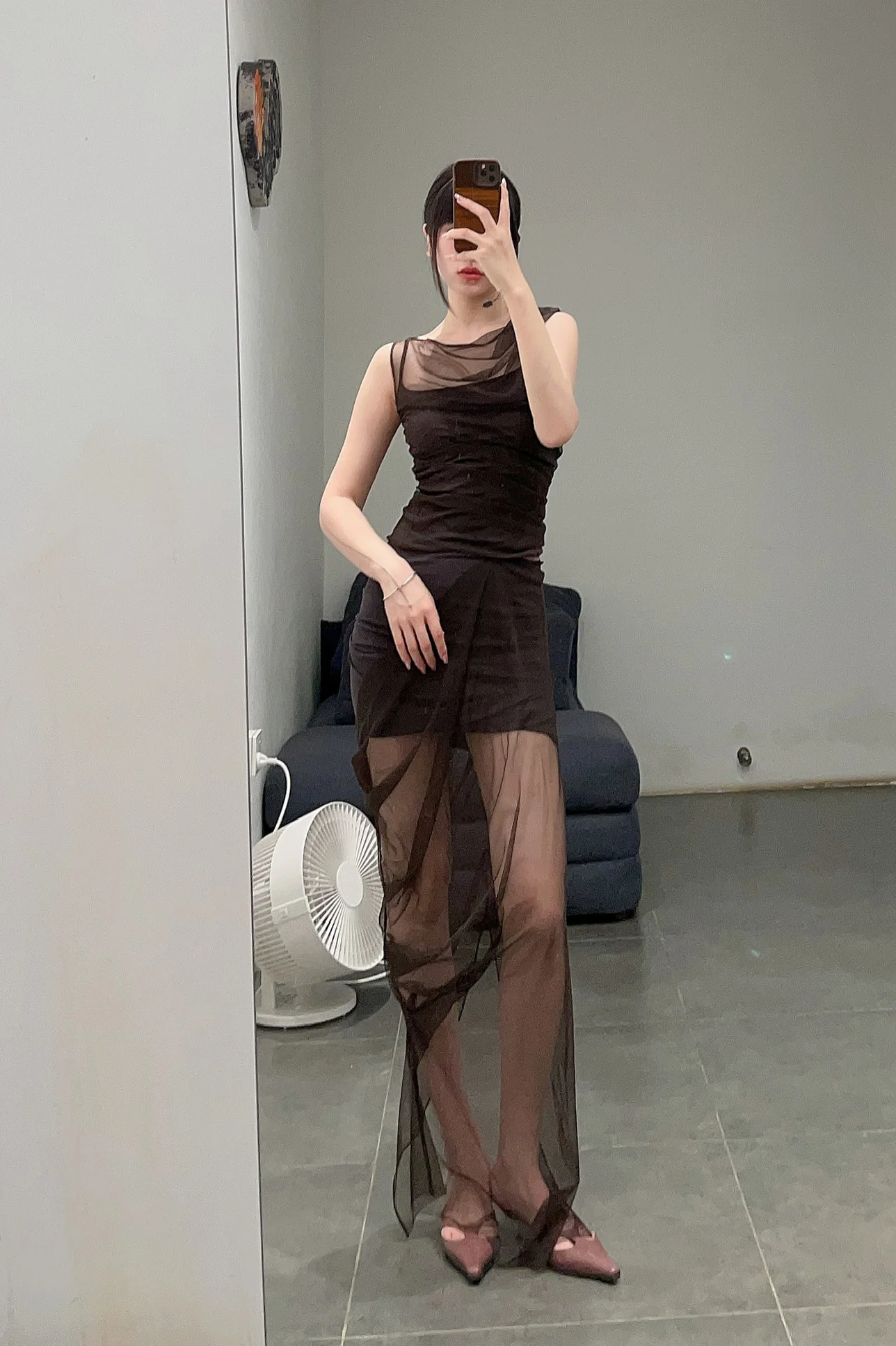 Un Morceau Mesh Knit Draped Skirt UM231XZ10 Colorblock - Image 10