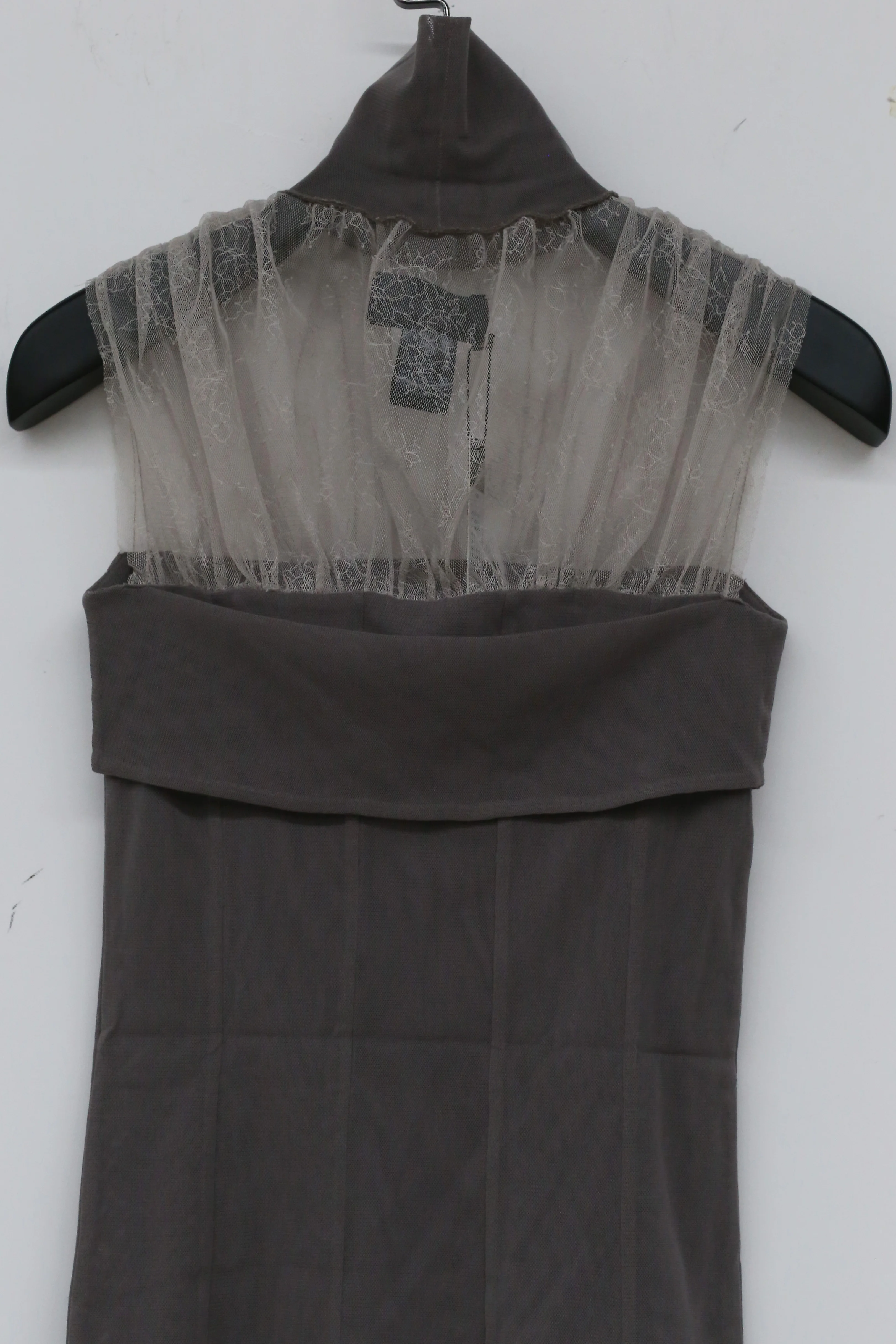 Un Morceau Crinkled Lace Turtleneck Sleeveless Top UM212SZ12 Nude Grey/Grey PUM13 - Image 11