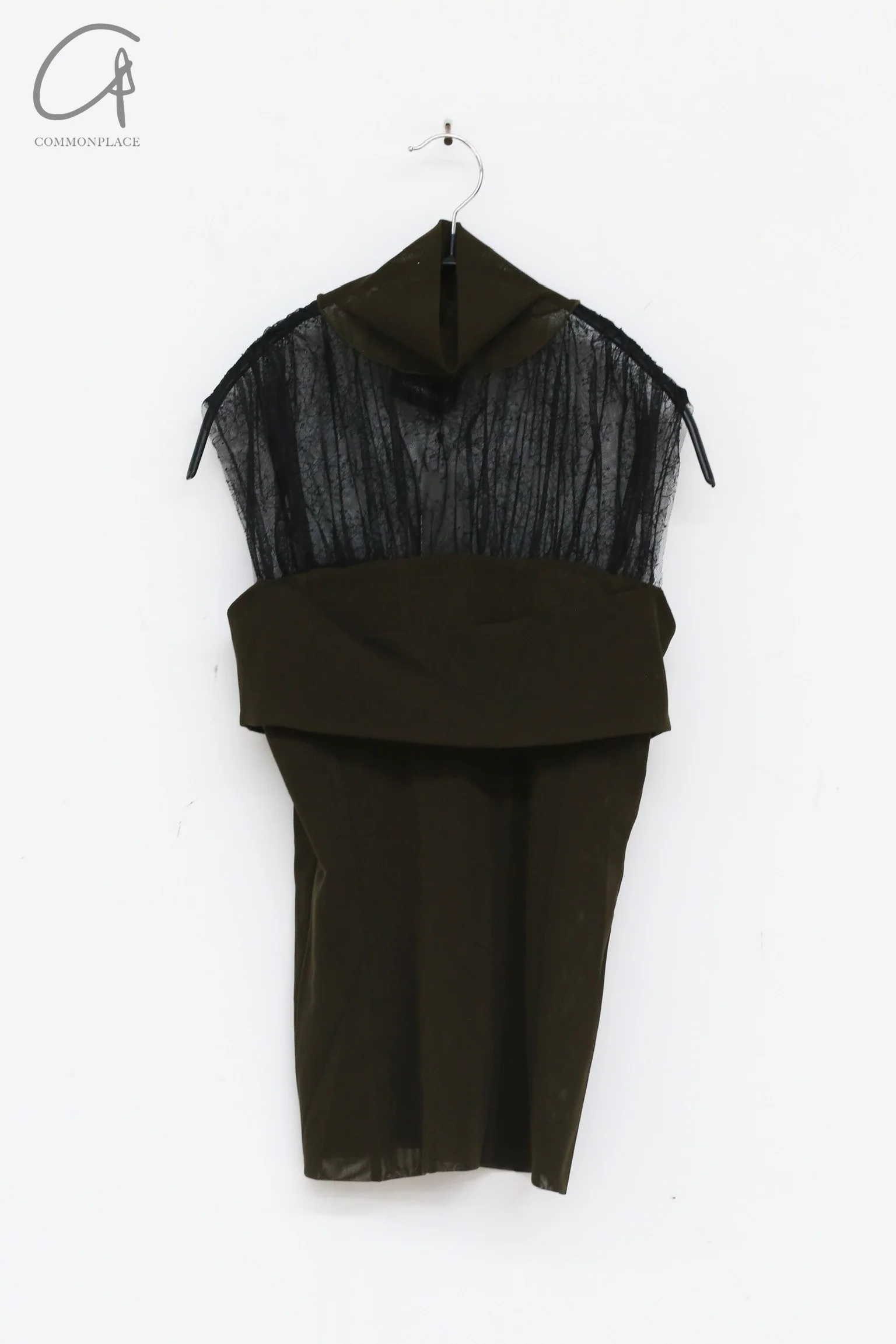 Un Morceau Pleated Lace Turtleneck Sleeveless UM212SZ13 Black/Olive Green PUM13 - Image 6