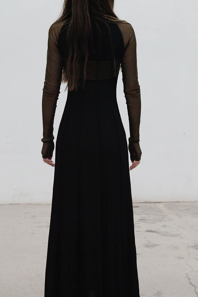 Un Morceau Raglan High Collar Chest Stitching Dress UM212LS08 PUM12 - Image 4