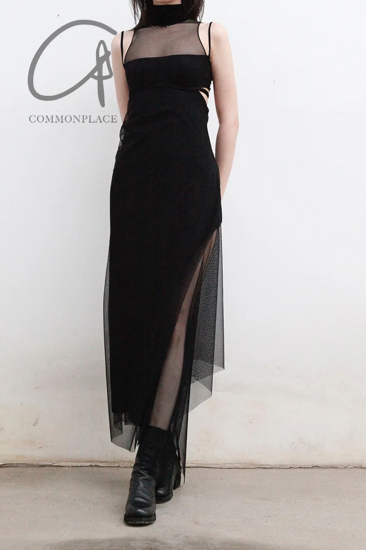 Un Morceau Stretch Band Embellished Hem Asymmetric Dress UM221LS19 Black - Image 5