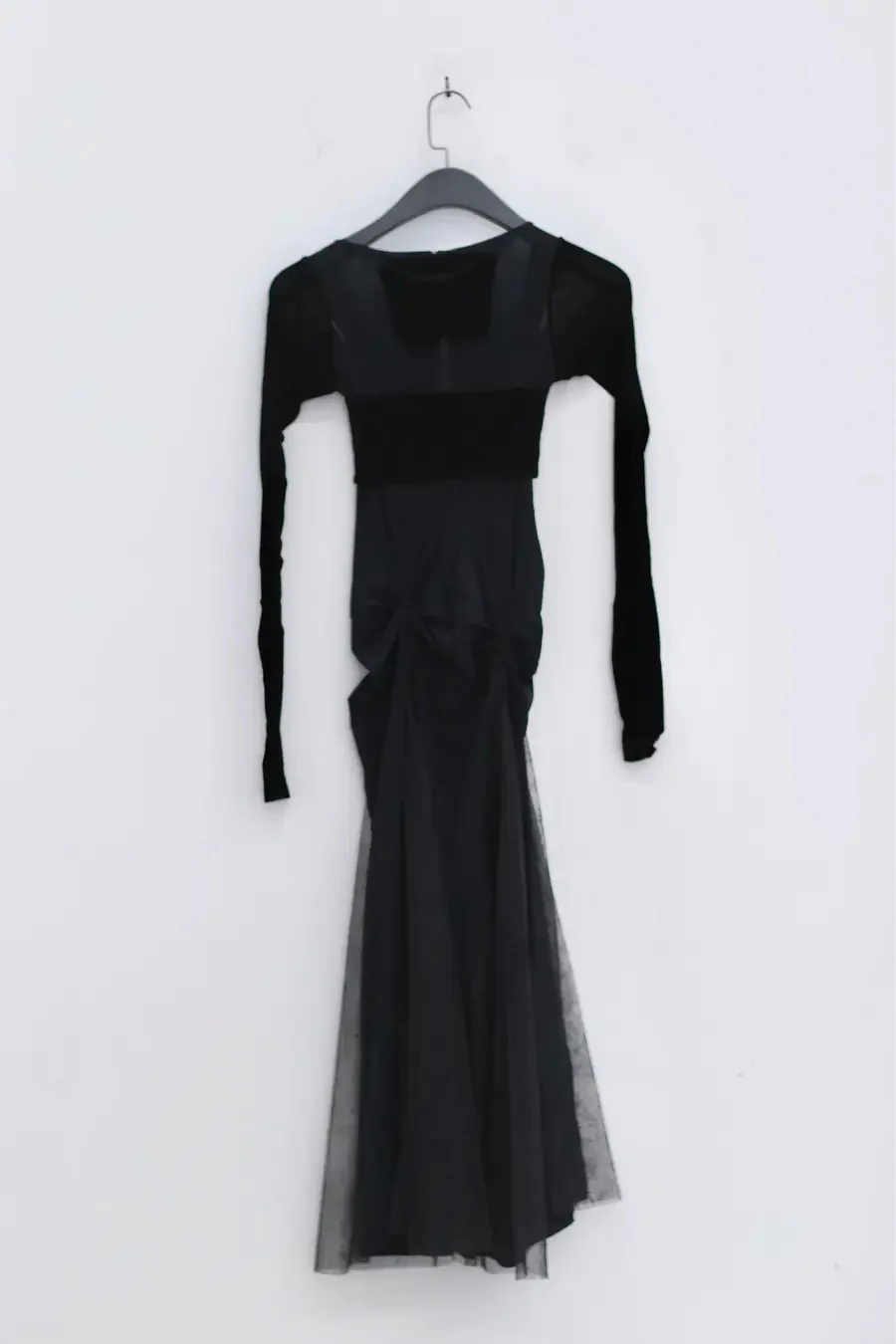 Un Morceau Velvet Knit Patchwork Tailored Dress UM221LS17 Black - Image 18