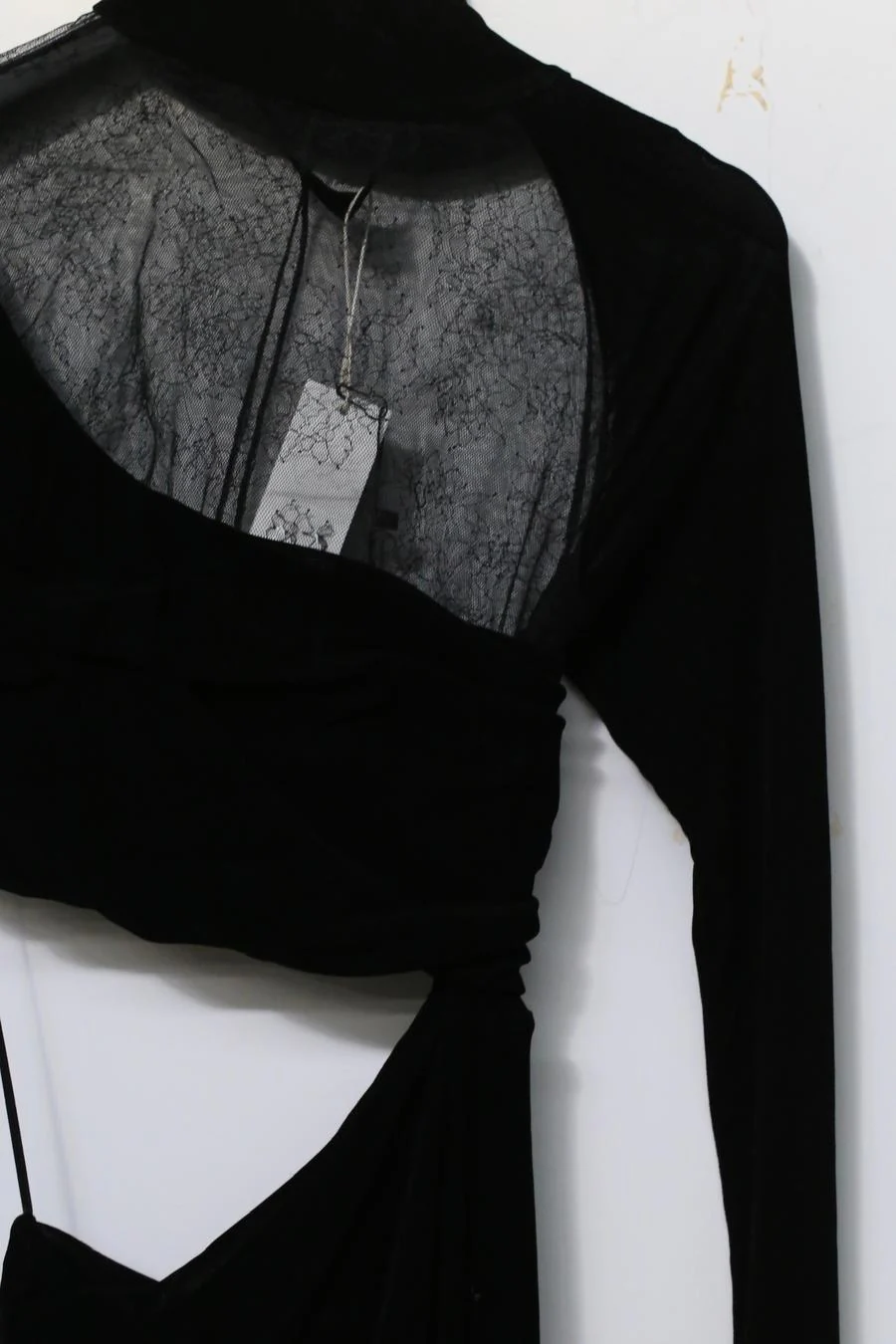 Un morceau velvet lace stitching waist details dress um231ls07 black PUM35 - Image 9