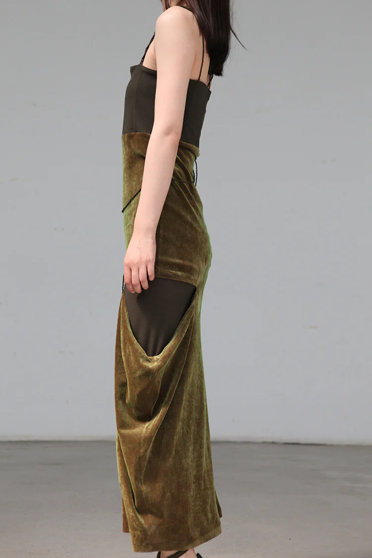 Un Morceau velvet stitching asymmetric dress UM212LS15 - Image 3