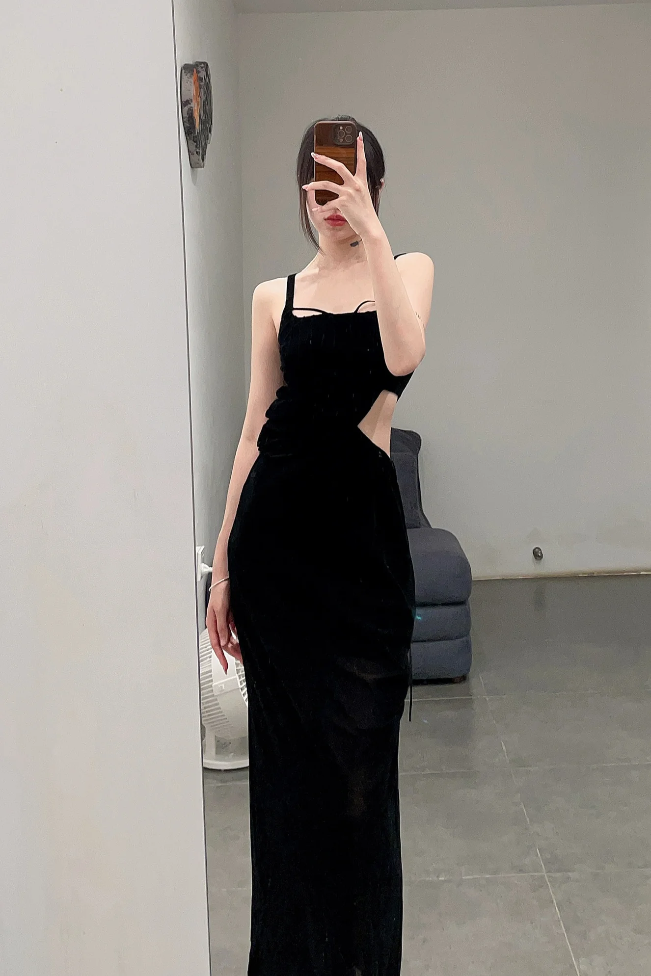 Un Morceau Waist Twist Cutout Slip Dress UM231LS05 Black - Image 8