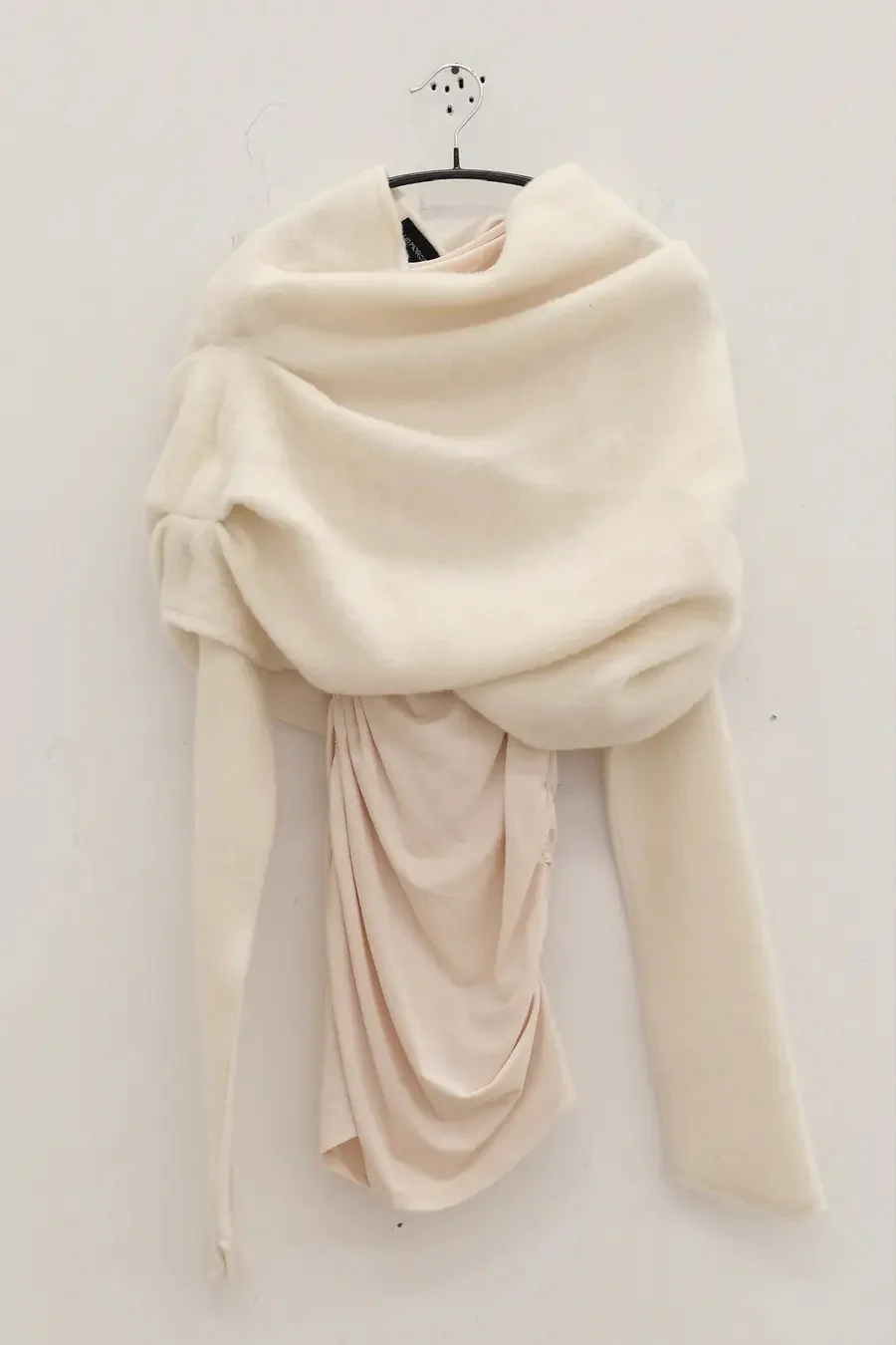 Un Morceau Wool Velvet Panel Oversized Top UM222SZ22 White - Image 6