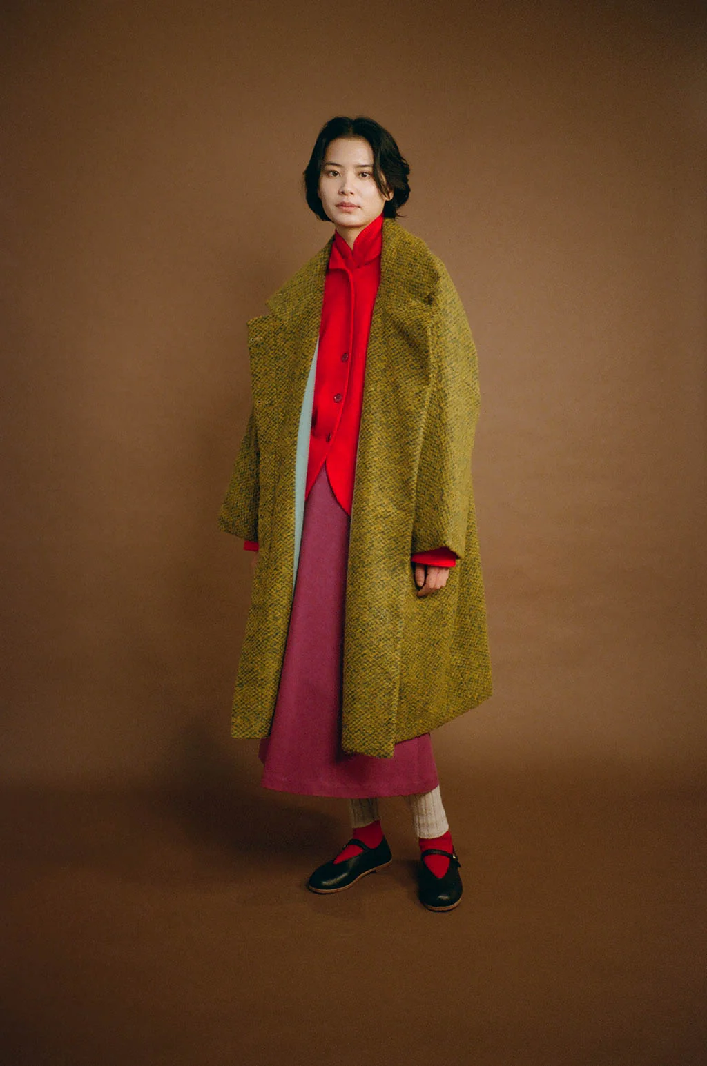 UNISECON 25 Autumn and Winter Loose Stand Collar Coat USC-U12W01-moss - Image 12