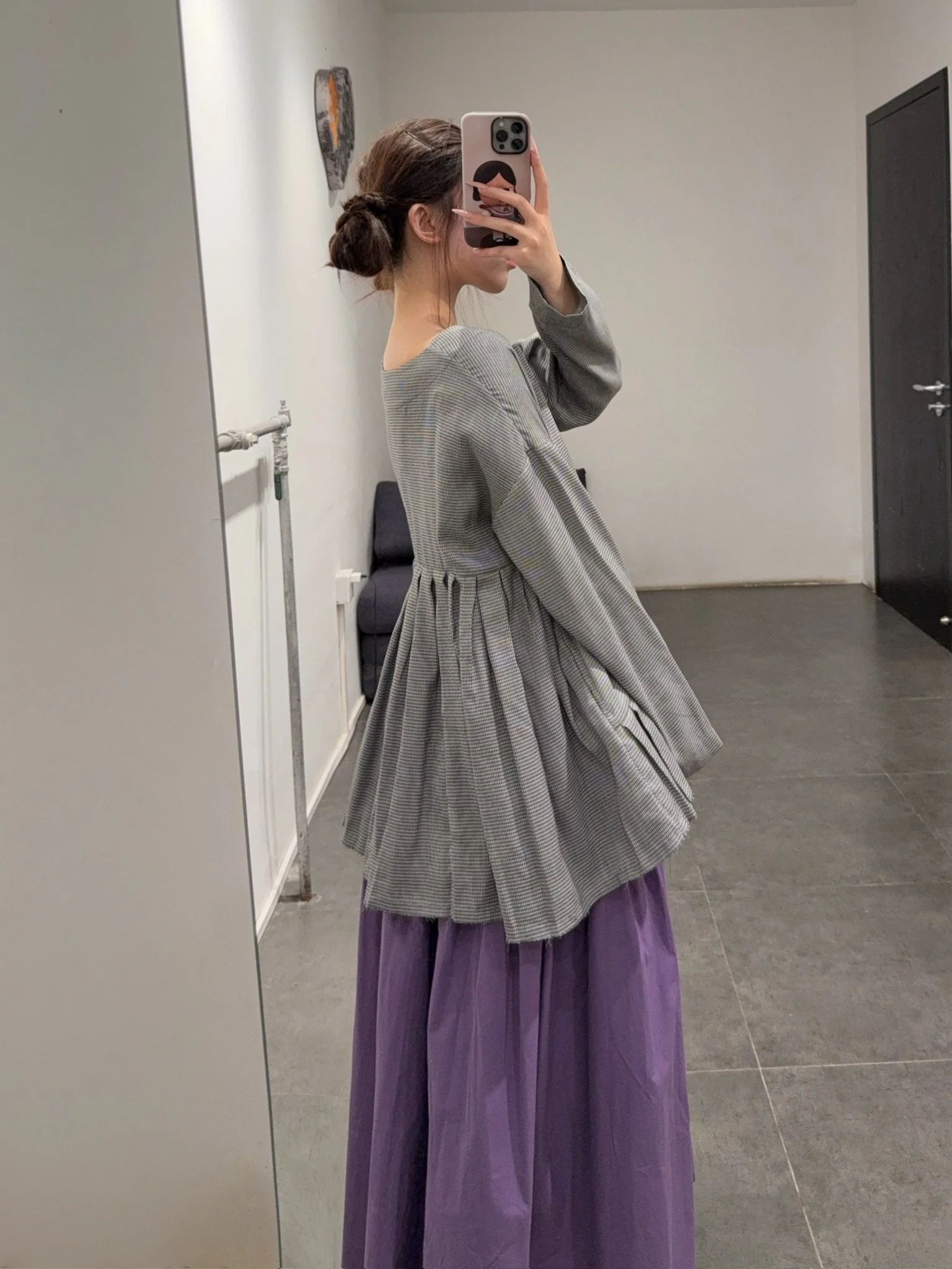 UNISECON 25 Autumn/Winter Asymmetrical Pleated Top USC-U12W16CH-grey - Image 8