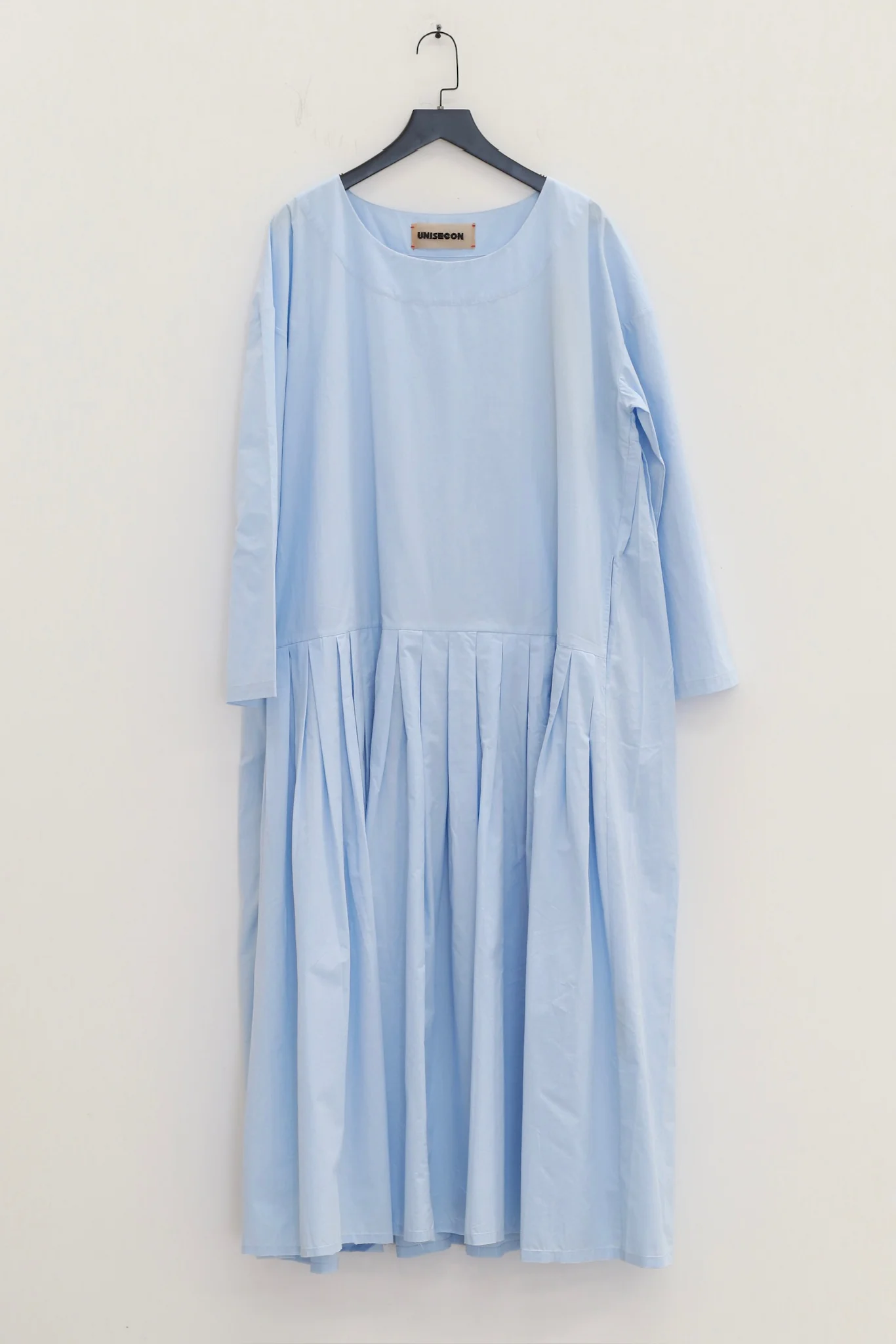 UNISECON 25 Autumn/Winter Round Neck Asymmetrical Pleated Dress USC-U12W27-blue - Image 4