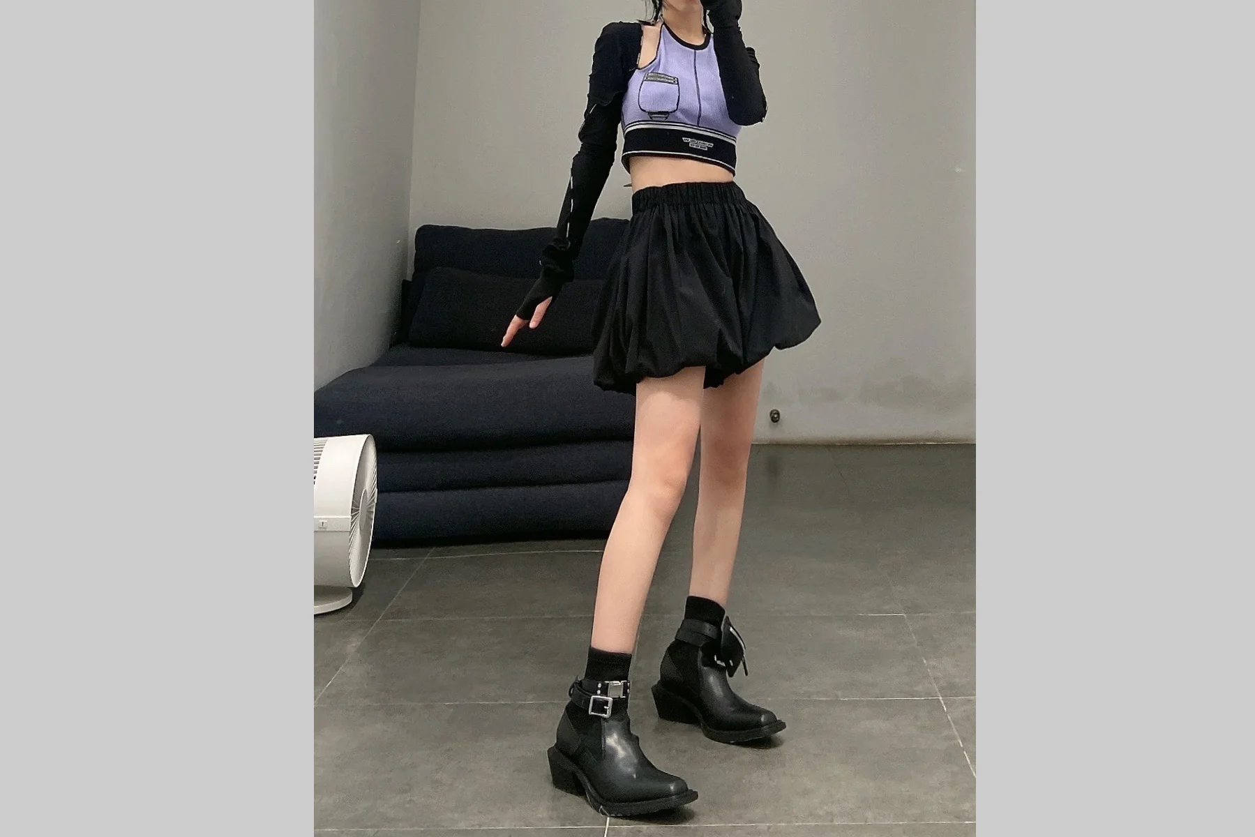 Untitlab matte black strap-on boots with bag AW201301 PU1 - Image 13