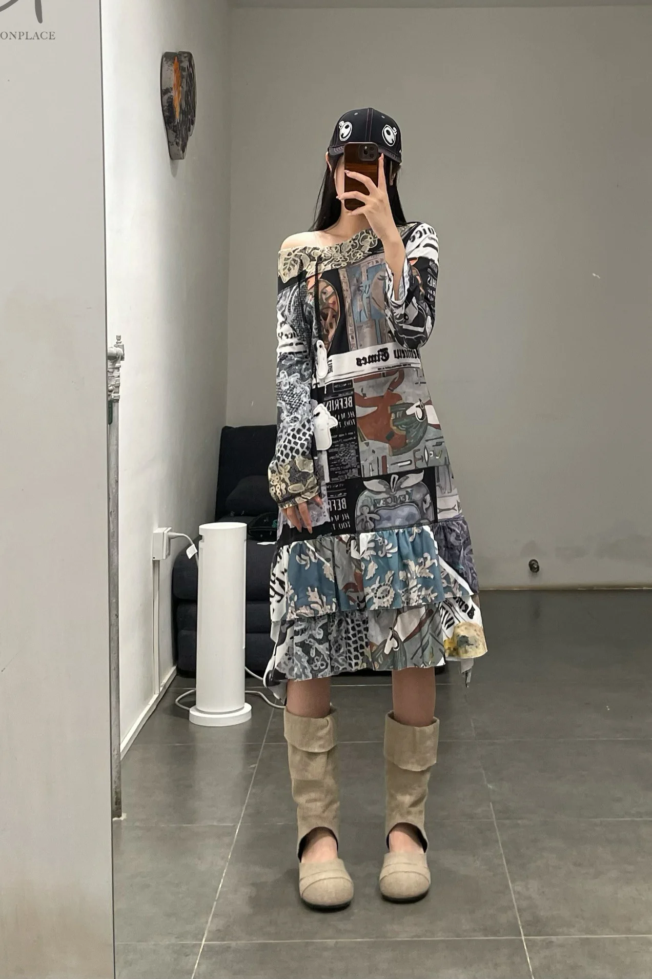 VeniceW 24 spring and summer off-shoulder dress 2D-YINHUA printing - Image 10