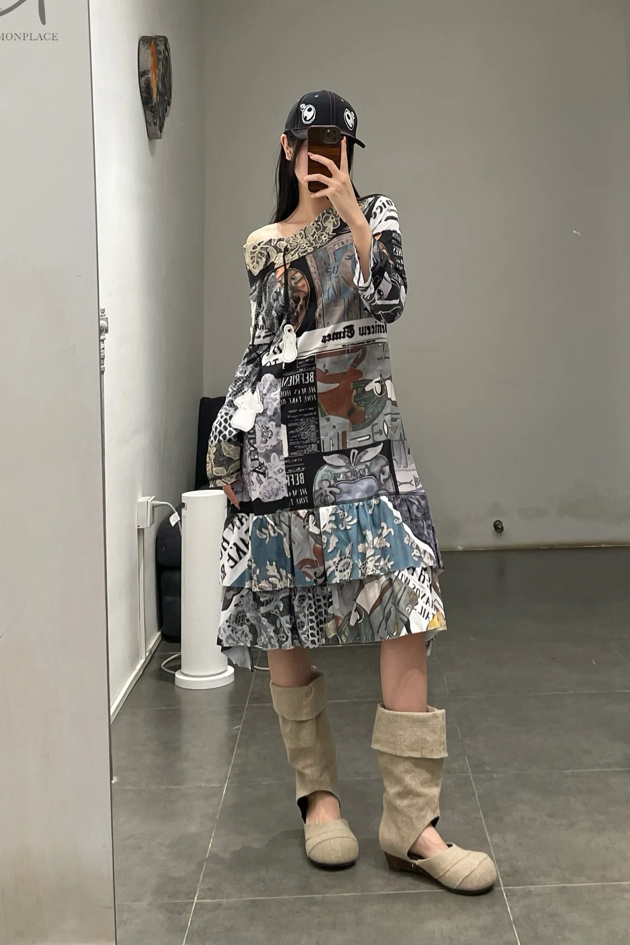 VeniceW 24 spring and summer off-shoulder dress 2D-YINHUA printing - Image 11
