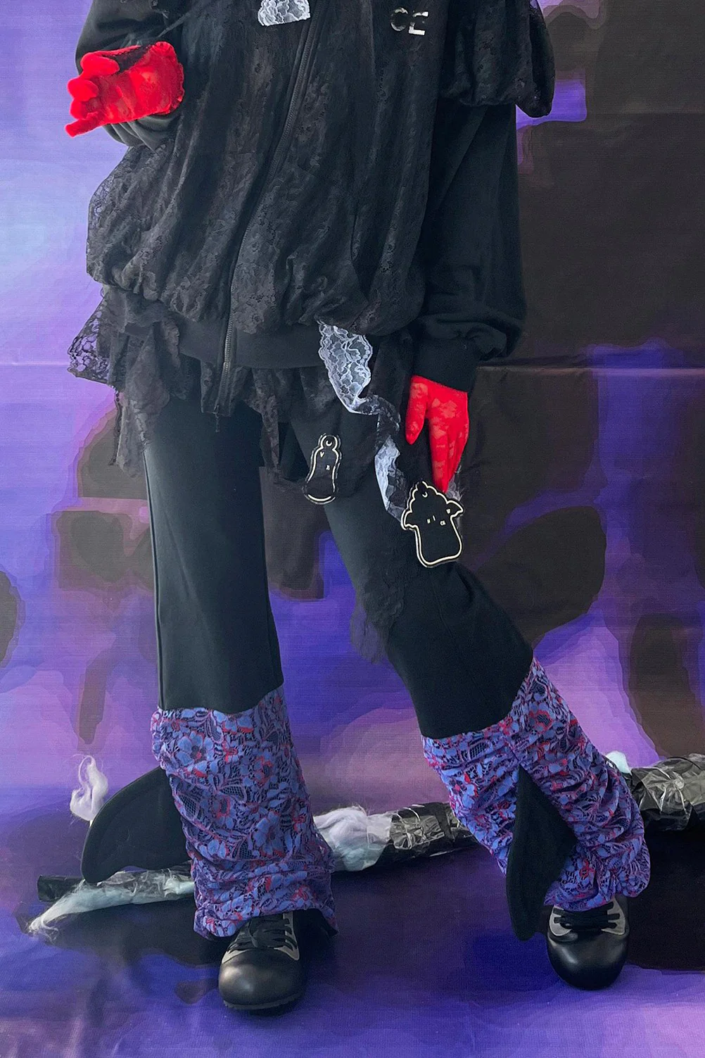 VeniceW 24 Spring/Summer Socks Sweatpants VCW-1SP-HZ Black Purple - Image 11