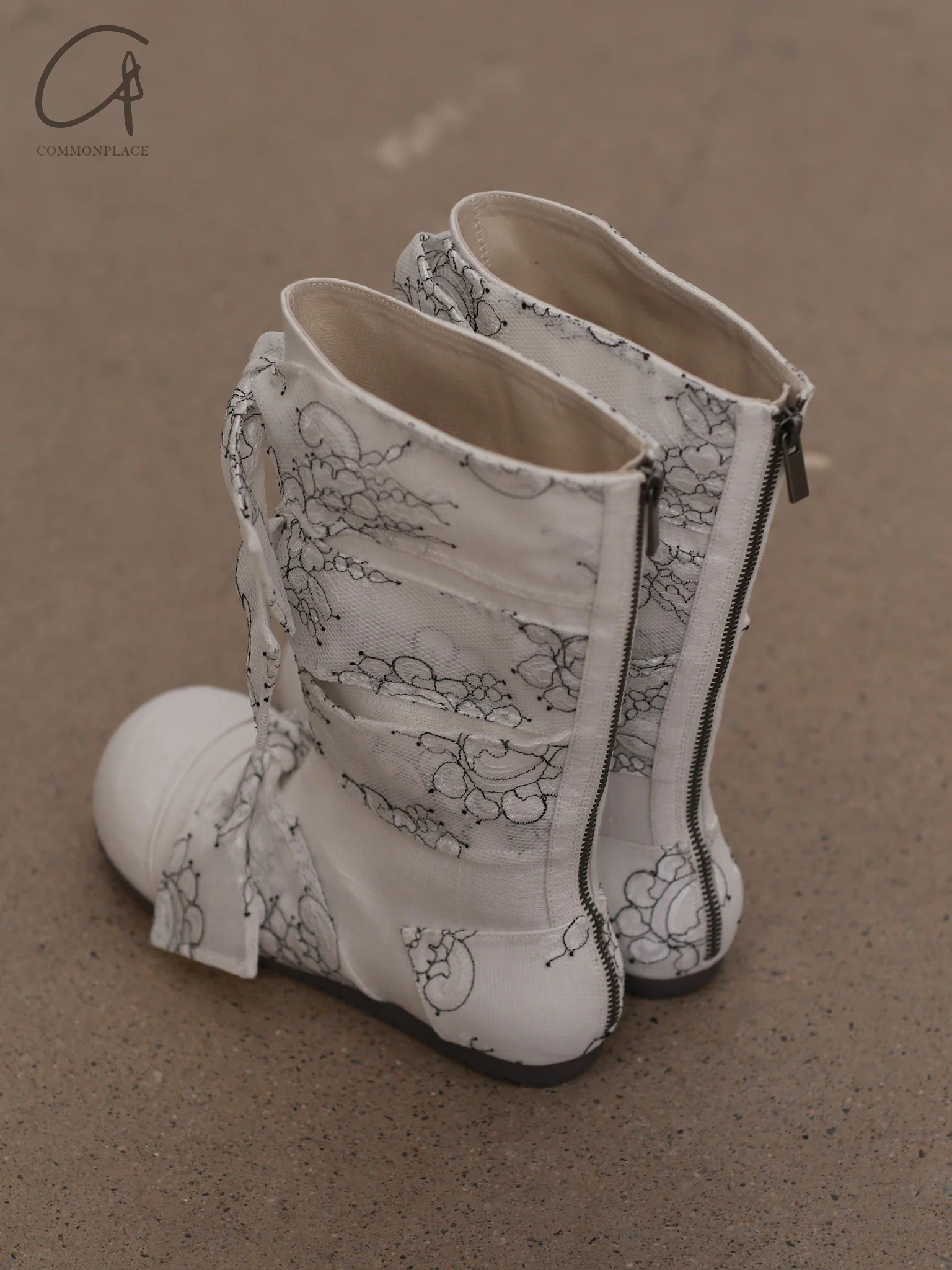 VeniceW Lace Linen Boots VCW-S-21-WHITE White - Image 3