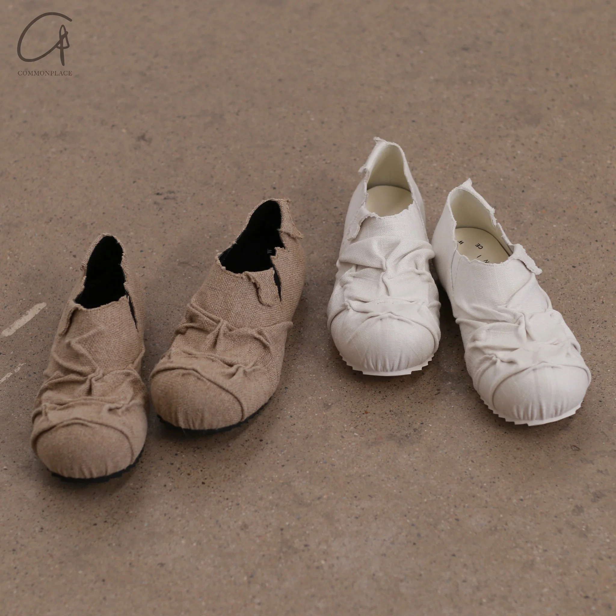 VeniceW Linen Pleated Shoes Thailand VCW-S-22-NATURAL - Image 5