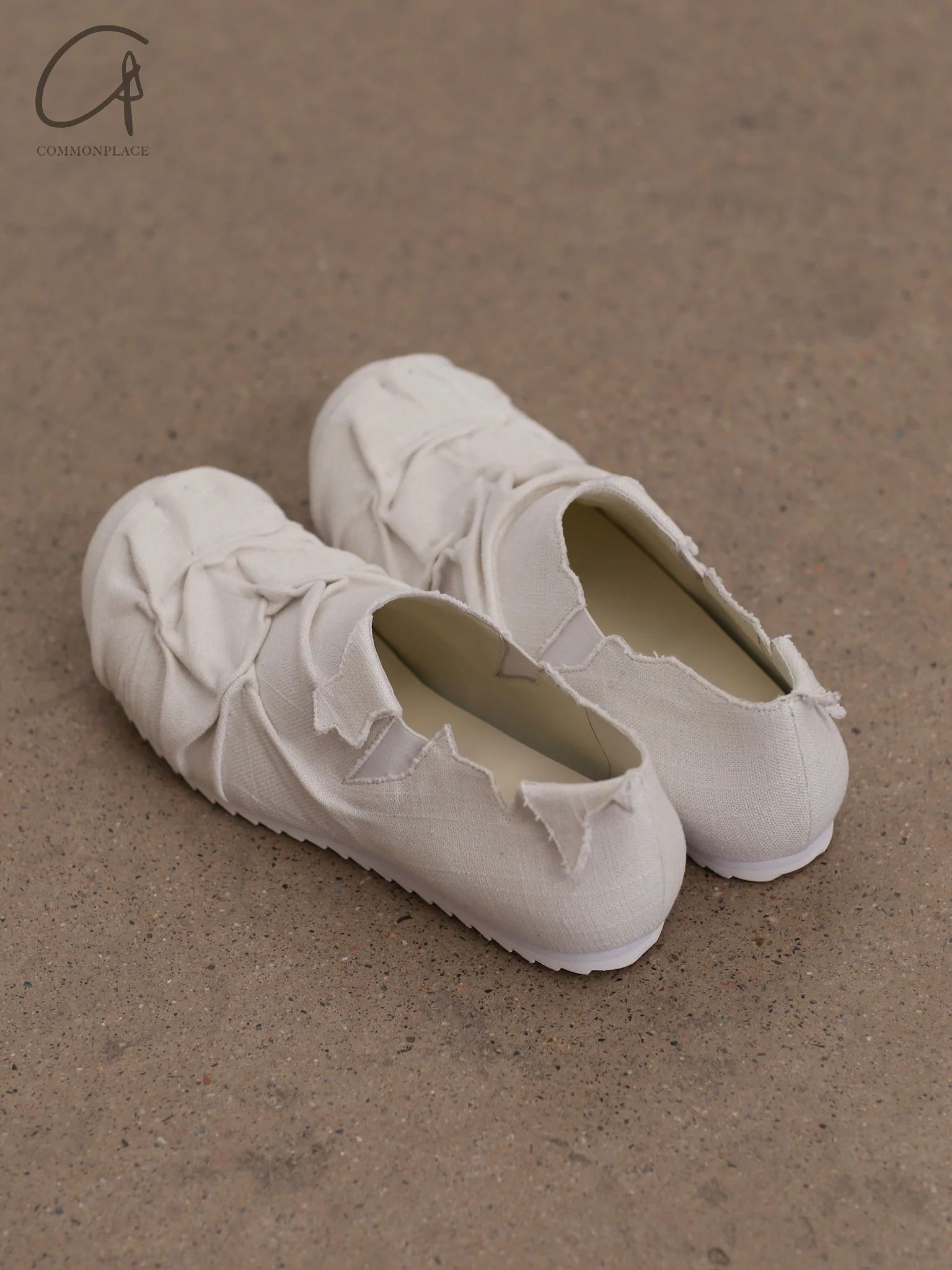 VeniceW Linen Pleated Shoes Thailand VCW-S-22-WHITE - Image 3