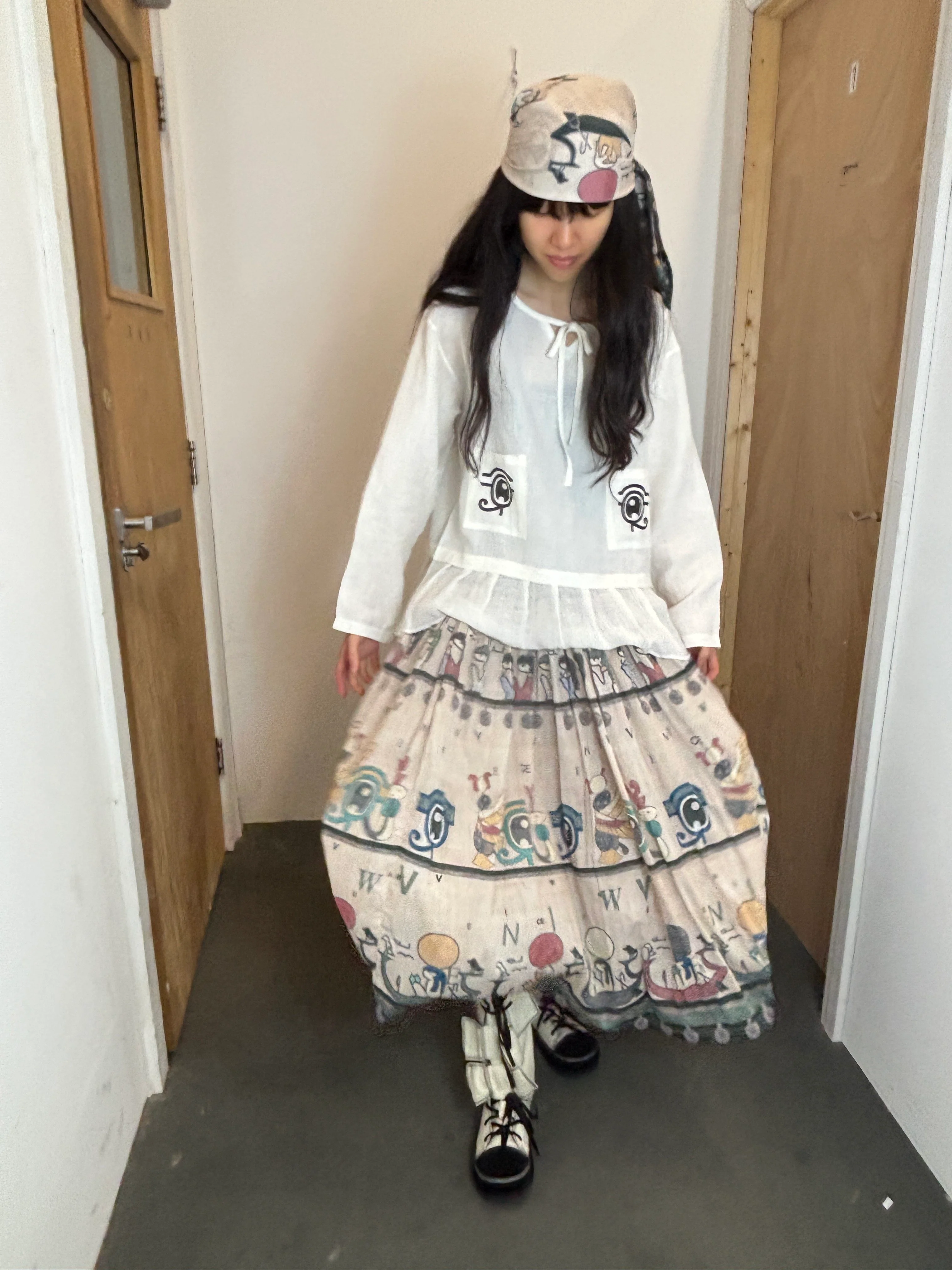 VeniceW Spring/Summer 2026 Elastic Waist Museum-Style Skirt VCW-SS26 S2-Papyrus - Image 10
