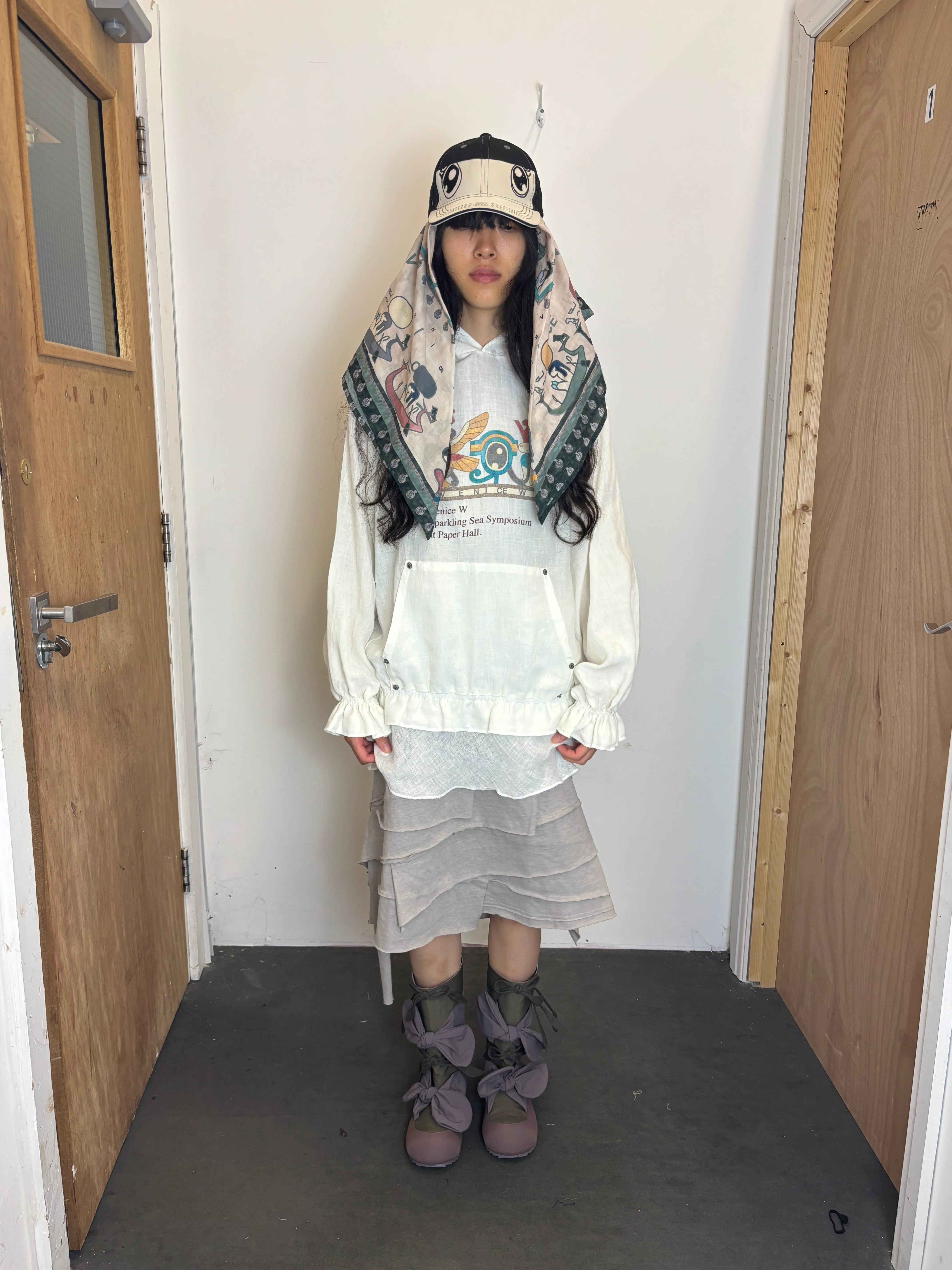 VeniceW Spring/Summer 2026 Hoodie with Fitted Long Sleeves and a Mini Skirt Trim - VCW-SS26 HDS-White - Image 12