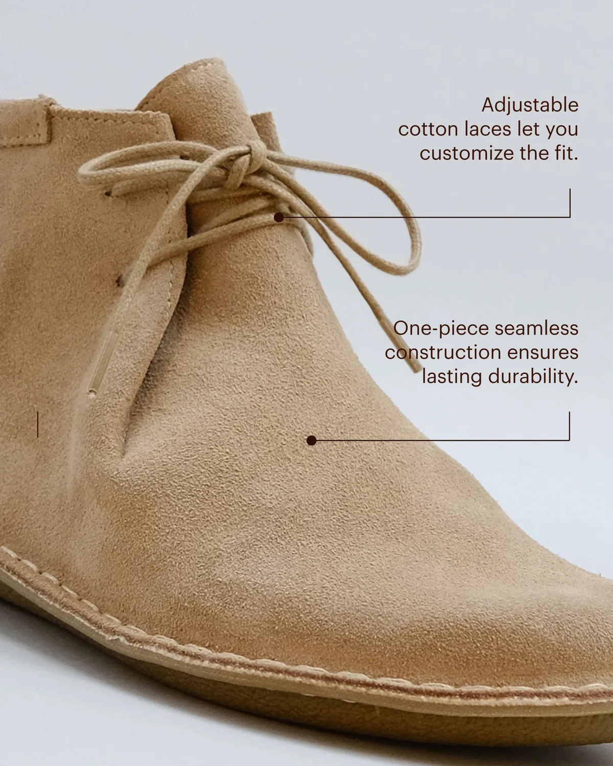 VIBAe Portuguese handcrafted vegetable-tanned JTREE suede shoes, designed for comfort, lightness, and durability. Honest VIBA-JTREE Bio Suede-DS Desert Sand (VIBA-JTREE Bio Suede) - Image 6