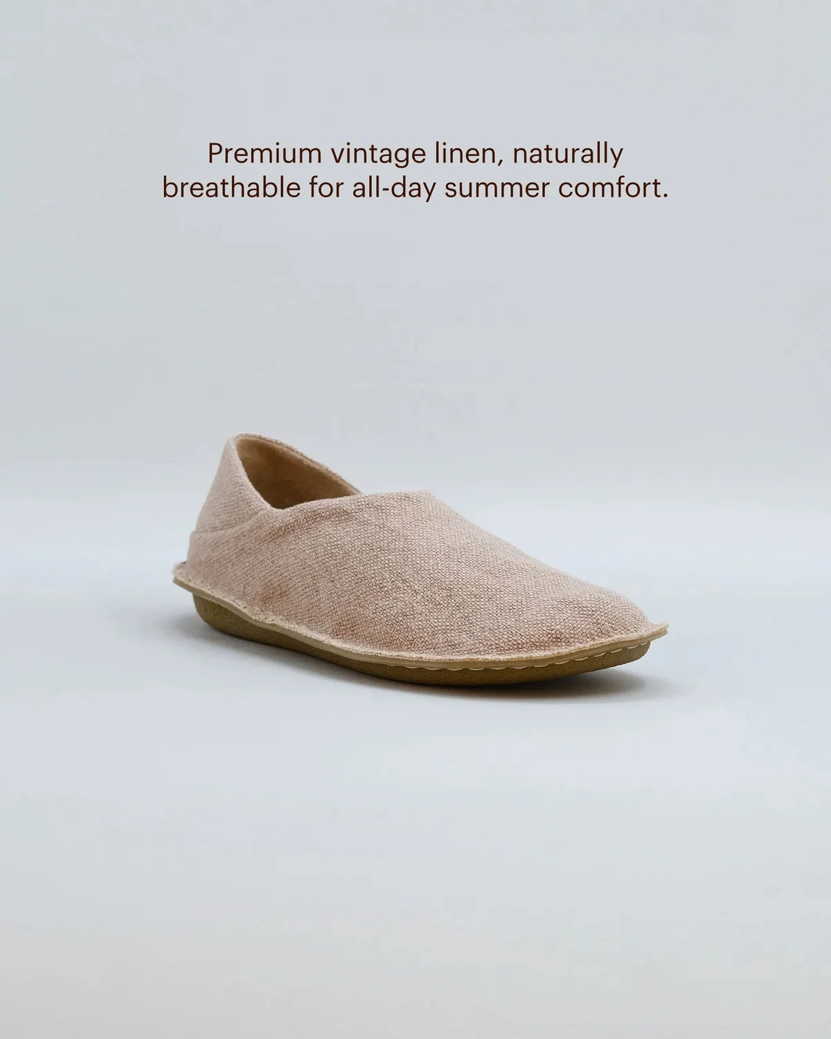 VIBAe Portuguese handmade ZUMA linen shoes, designed for comfort, durability, and lightweight. Honest VIBA-ZUMA Linen-WR Wild Rose (ZUMA Linen) - Image 5