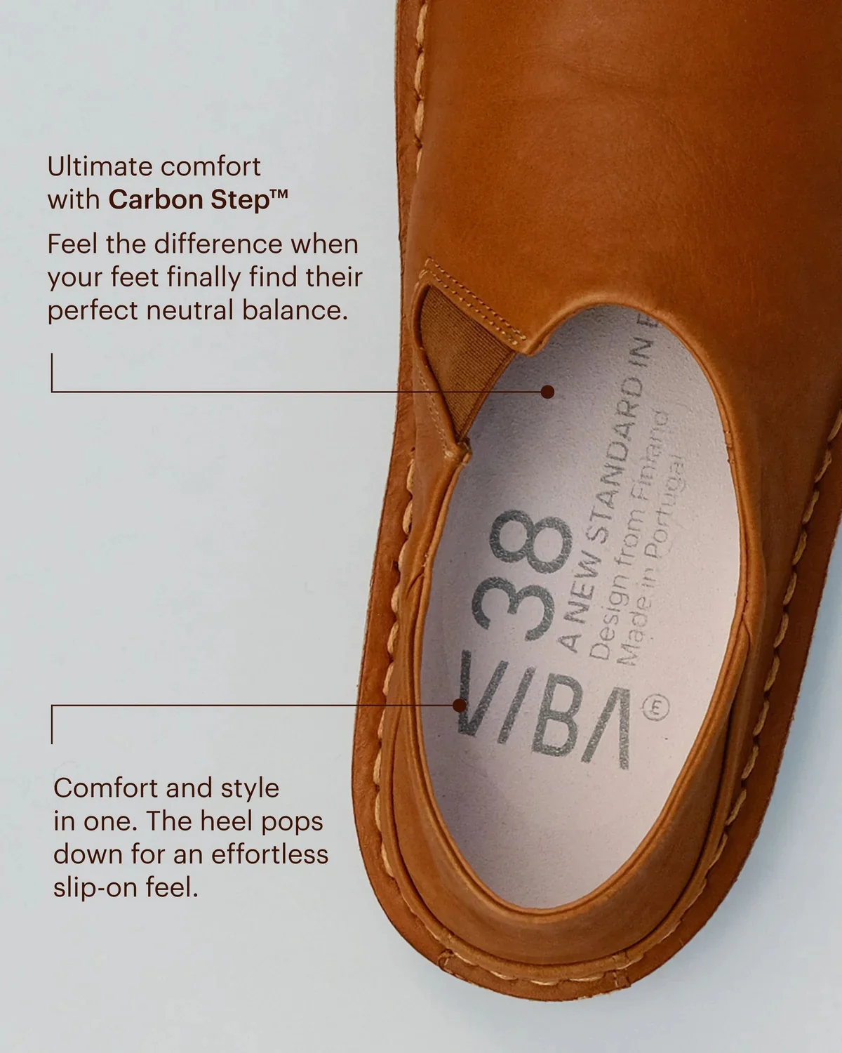 VIBAe Portuguese handmade ZUMA vegetable-tanned leather slippers, reversible, suitable for long walks. VIBA-ZUMA Leather/Bio Suede-CB1 Cognac Brown (VIBA-ZUMA Leather/Bio Suede) - Image 5