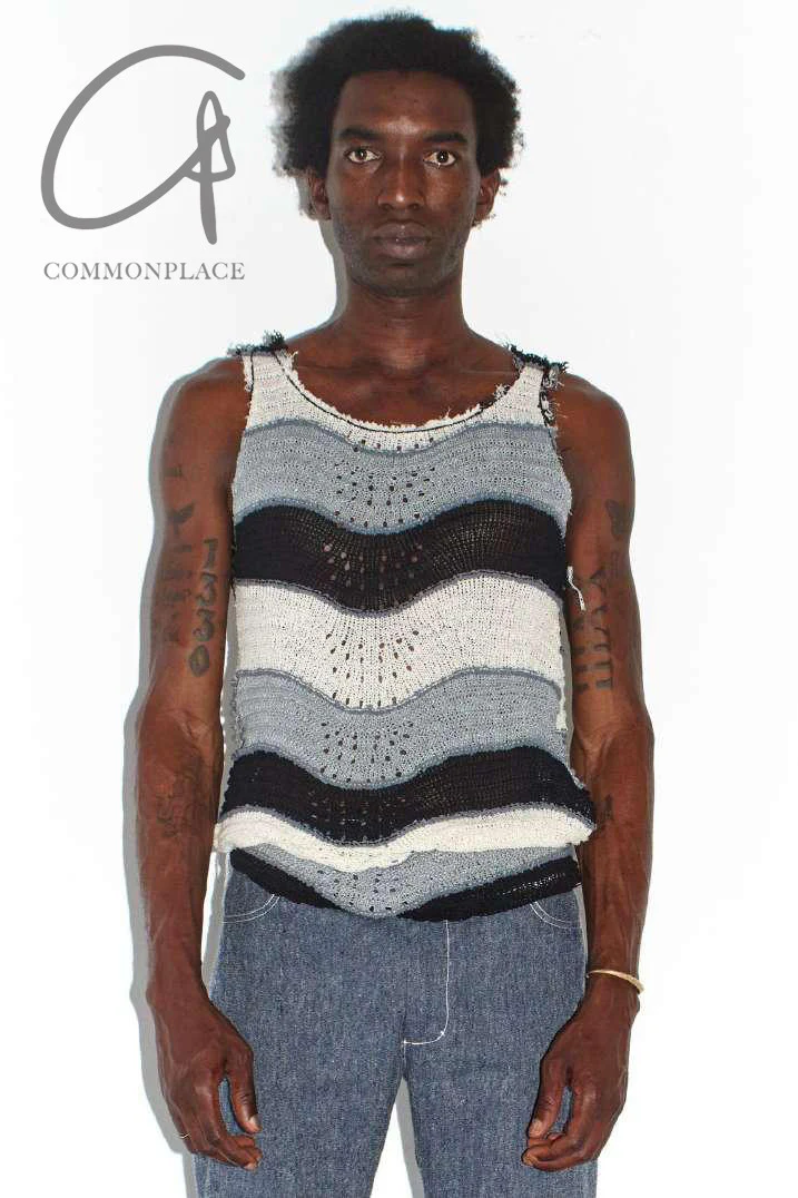 Vitelli 24 spring and summer peacock knitted vest VTL-VIT046-HEIBAI black and white - Image 6