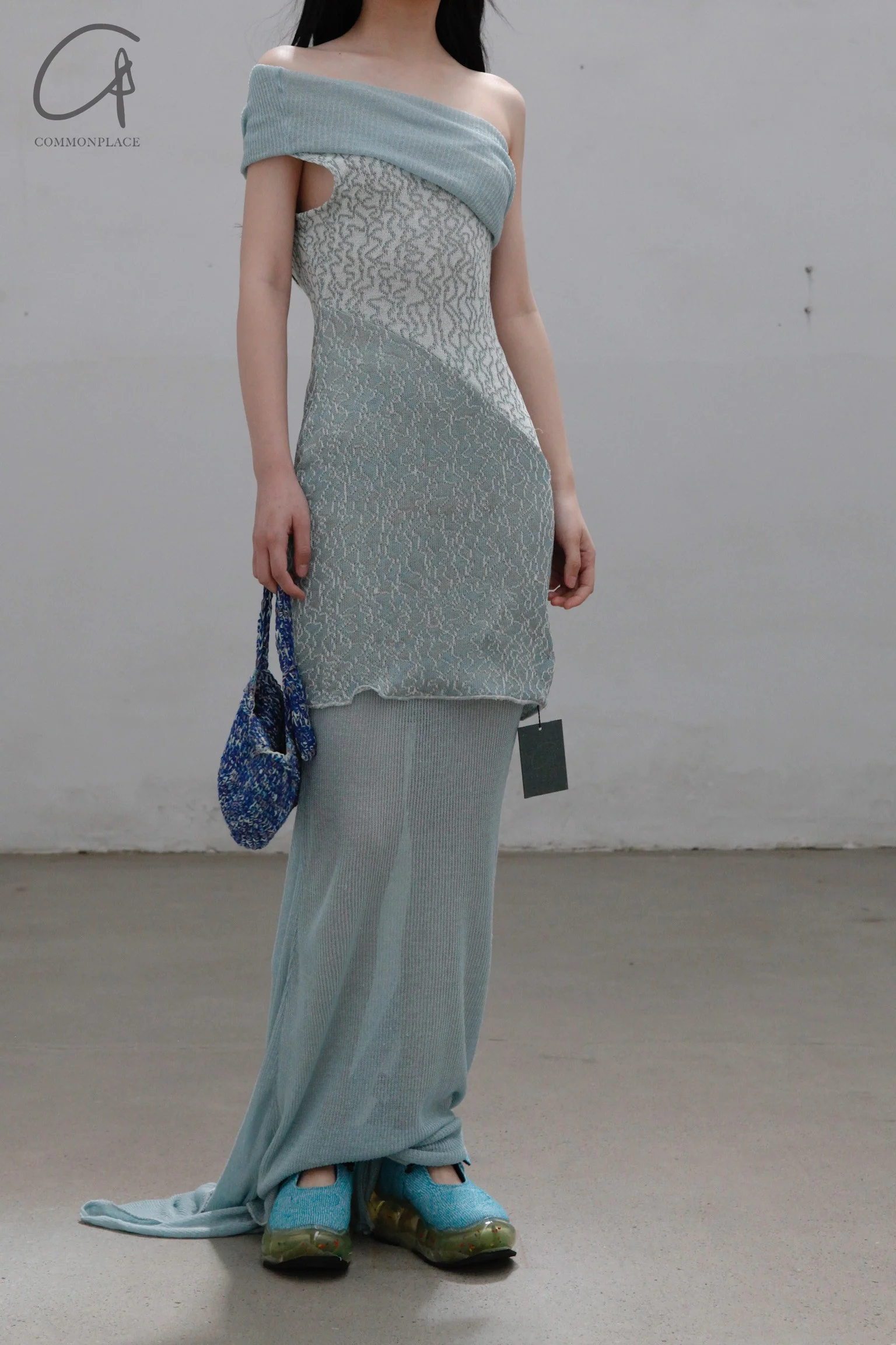 Vitelli Azure Rib + Electric Jacquard Asymmetric Dress SS23_D26_F00SD_J2 - Image 2